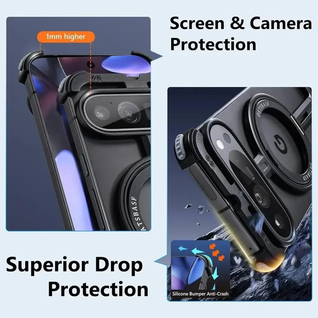 کاور محافظ سپر دار Gruattreay سازگار با گوگل پیکسل 9 پرو XL، با پایه نگهدارنده چرخان 360 درجه و استند مغناطیسی، کاور گوشی مینیمالیستی برای پیکسل 9 پرو XL، کاور فلزی بدون فریم کاور محافظ سپر دار Gruattreay سازگار با گوگل پیکسل 9 پرو XL، با پایه نگهدارنده چرخان 360 درجه و استند مغناطیسی، کاور گوشی مینیمالیستی برای پیکسل 9 پرو XL، کاور فلزی بدون فریم