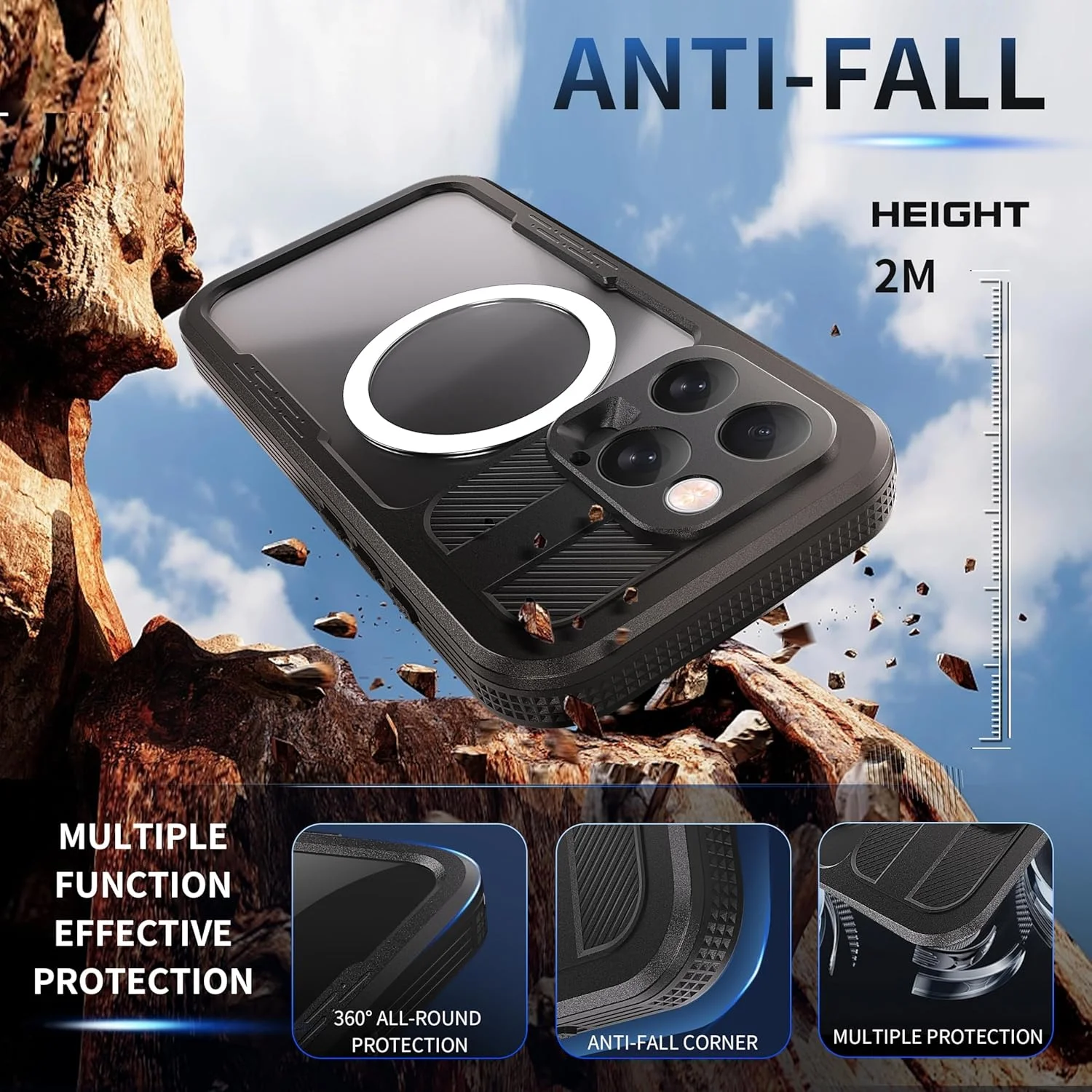 محافظ ضد آب آیفون 16 پرو، محافظ کامل بدنه با محافظ صفحه نمایش داخلی، پوشش محافظتی سنگین برای آیفون 16 پرو 6.3 اینچ - مشکی محافظ ضد آب آیفون 16 پرو، محافظ کامل بدنه با محافظ صفحه نمایش داخلی، پوشش محافظتی سنگین برای آیفون 16 پرو 6.3 اینچ - مشکی