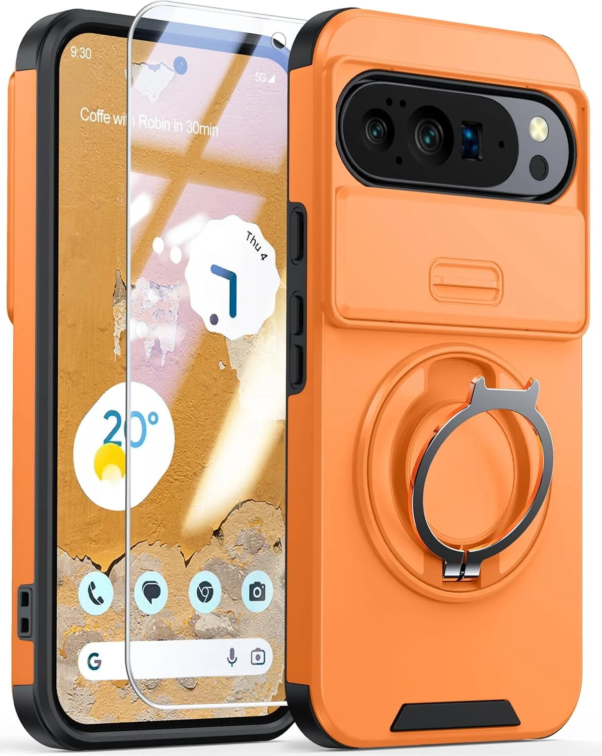 قاب محافظ گوشی گوگل پیکسل 10 پرو ایکس ال، محافظ صفحه نمایش، پوشش کشویی دوربین و پایه چرخان، محافظت دو لایه مقاوم در برابر ضربه - نارنجی قاب محافظ گوشی گوگل پیکسل 10 پرو ایکس ال، محافظ صفحه نمایش، پوشش کشویی دوربین و پایه چرخان، محافظت دو لایه مقاوم در برابر ضربه - نارنجی