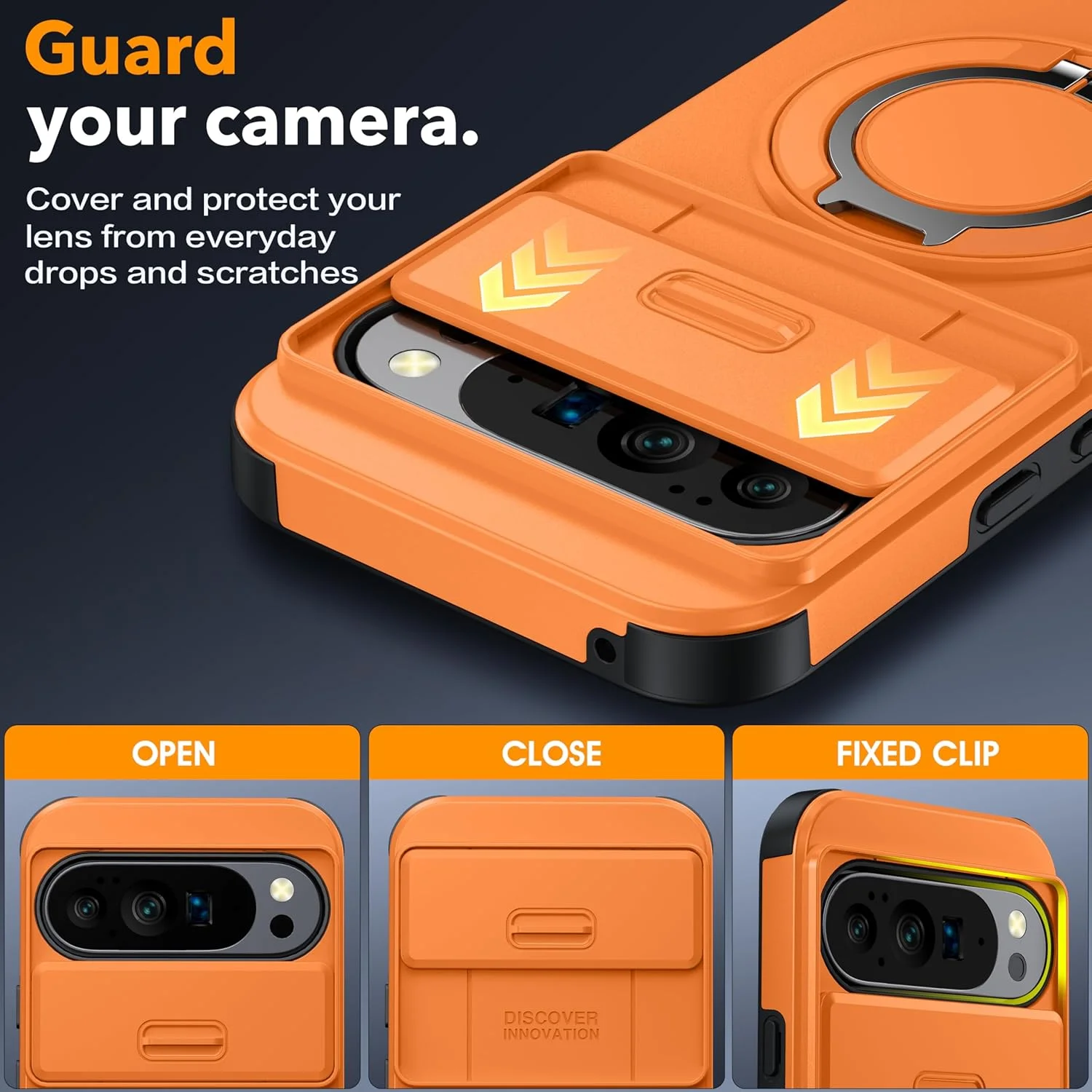 قاب محافظ گوشی گوگل پیکسل 10 پرو ایکس ال، محافظ صفحه نمایش، پوشش کشویی دوربین و پایه چرخان، محافظت دو لایه مقاوم در برابر ضربه - نارنجی قاب محافظ گوشی گوگل پیکسل 10 پرو ایکس ال، محافظ صفحه نمایش، پوشش کشویی دوربین و پایه چرخان، محافظت دو لایه مقاوم در برابر ضربه - نارنجی