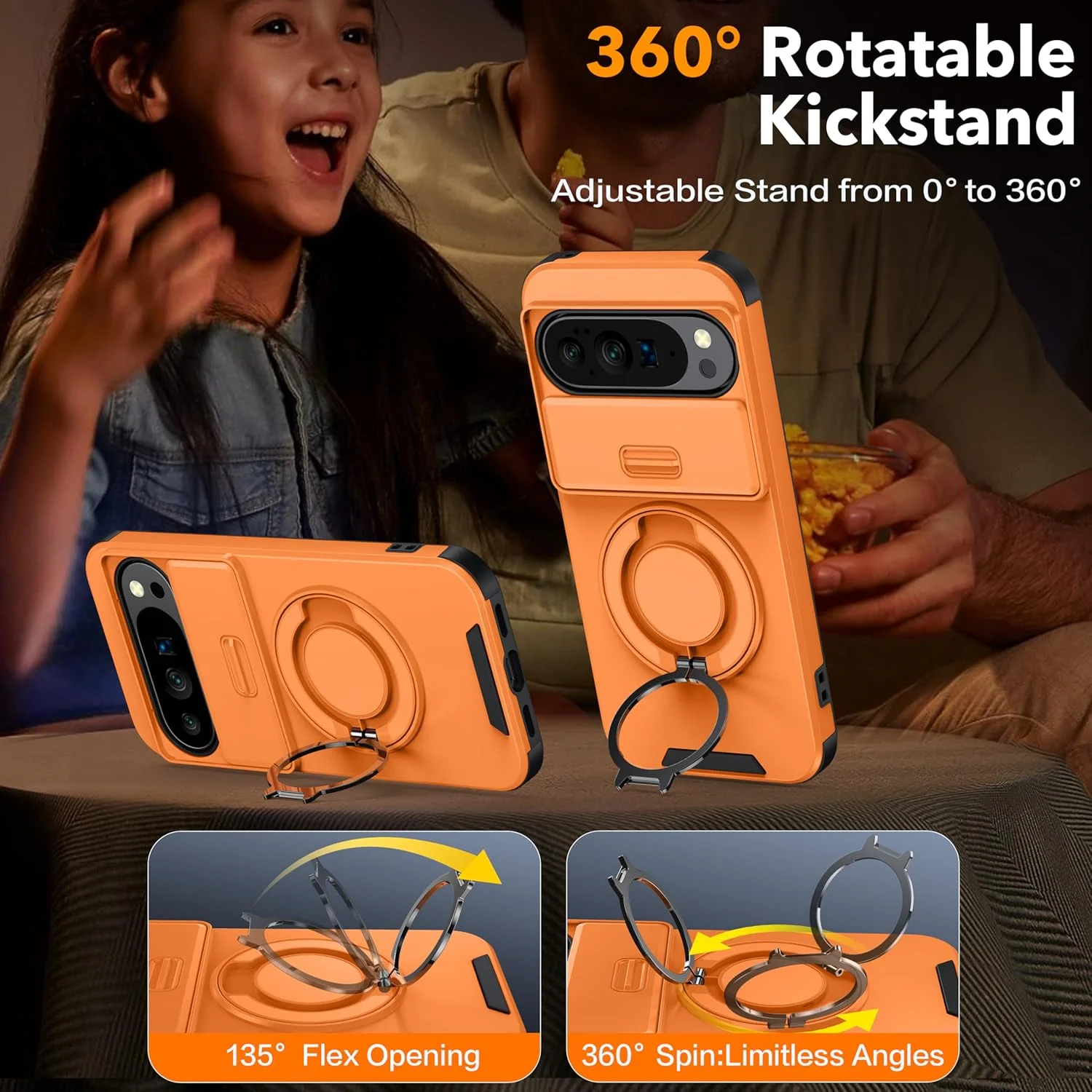 قاب محافظ گوشی گوگل پیکسل 10 پرو ایکس ال، محافظ صفحه نمایش، پوشش کشویی دوربین و پایه چرخان، محافظت دو لایه مقاوم در برابر ضربه - نارنجی قاب محافظ گوشی گوگل پیکسل 10 پرو ایکس ال، محافظ صفحه نمایش، پوشش کشویی دوربین و پایه چرخان، محافظت دو لایه مقاوم در برابر ضربه - نارنجی