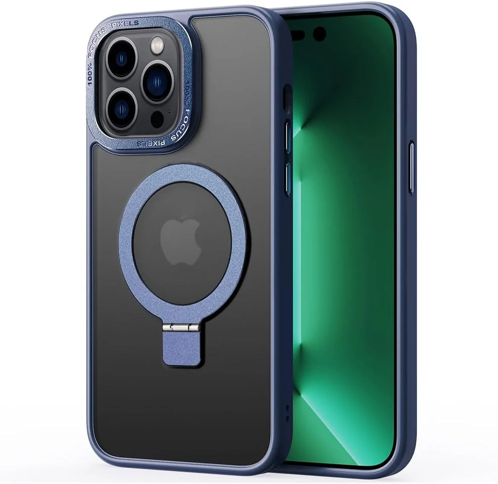 کاور محافظ مغناطیسی سازگار با آیفون 14 پلاس، پشت مات نیمه شفاف، ضد لغزش، ضد ضربه به همراه استند، آبی کاور محافظ مغناطیسی سازگار با آیفون 14 پلاس، پشت مات نیمه شفاف، ضد لغزش، ضد ضربه به همراه استند، آبی