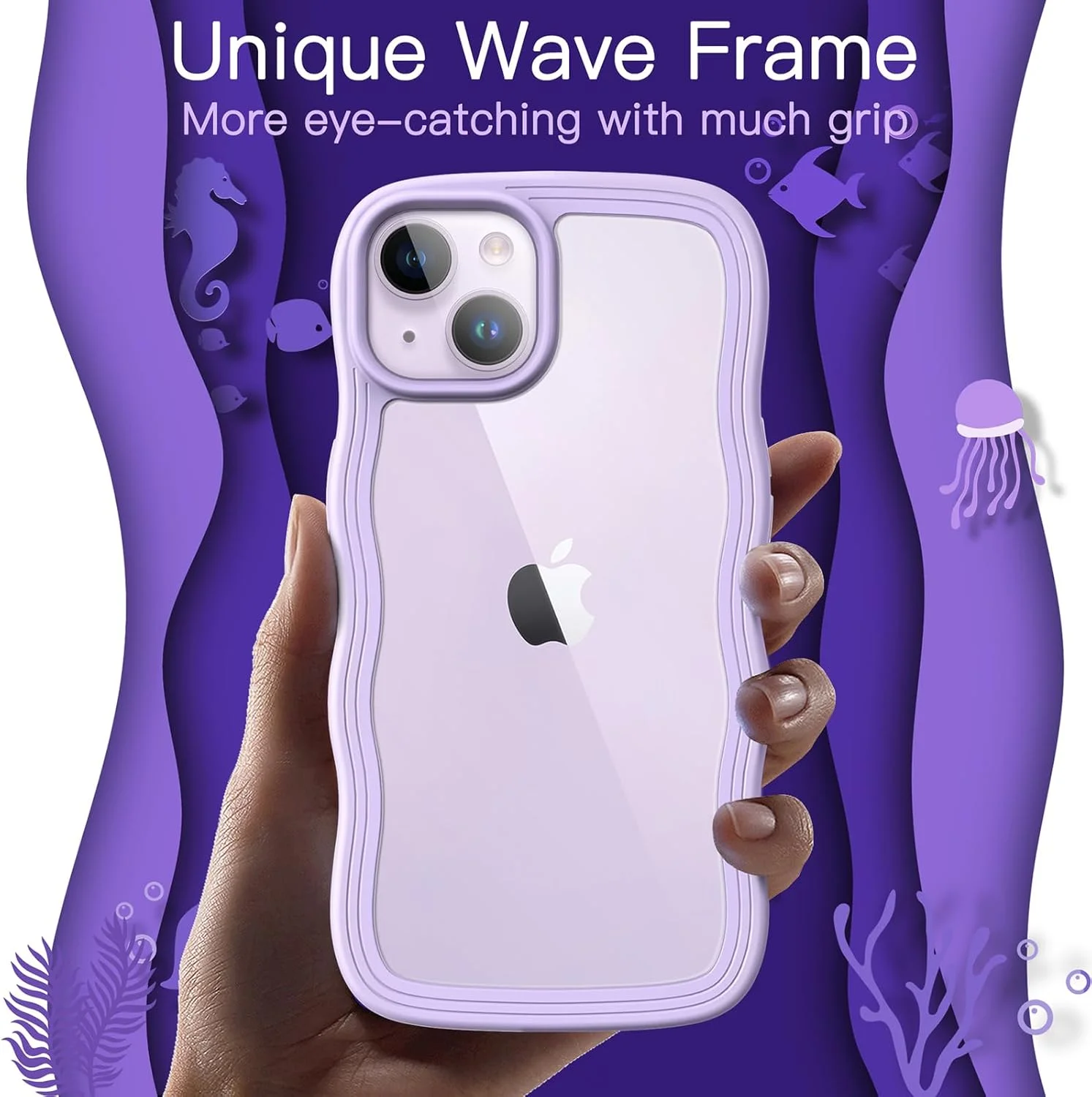 قاب محافظ ژله ای طرح موج JETech مناسب آیفون 14 (6.1 اینچ)، کاور ضد ضربه گوشی با پشت PC سخت (بنفش) قاب محافظ ژله ای طرح موج JETech مناسب آیفون 14 (6.1 اینچ)، کاور ضد ضربه گوشی با پشت PC سخت (بنفش)