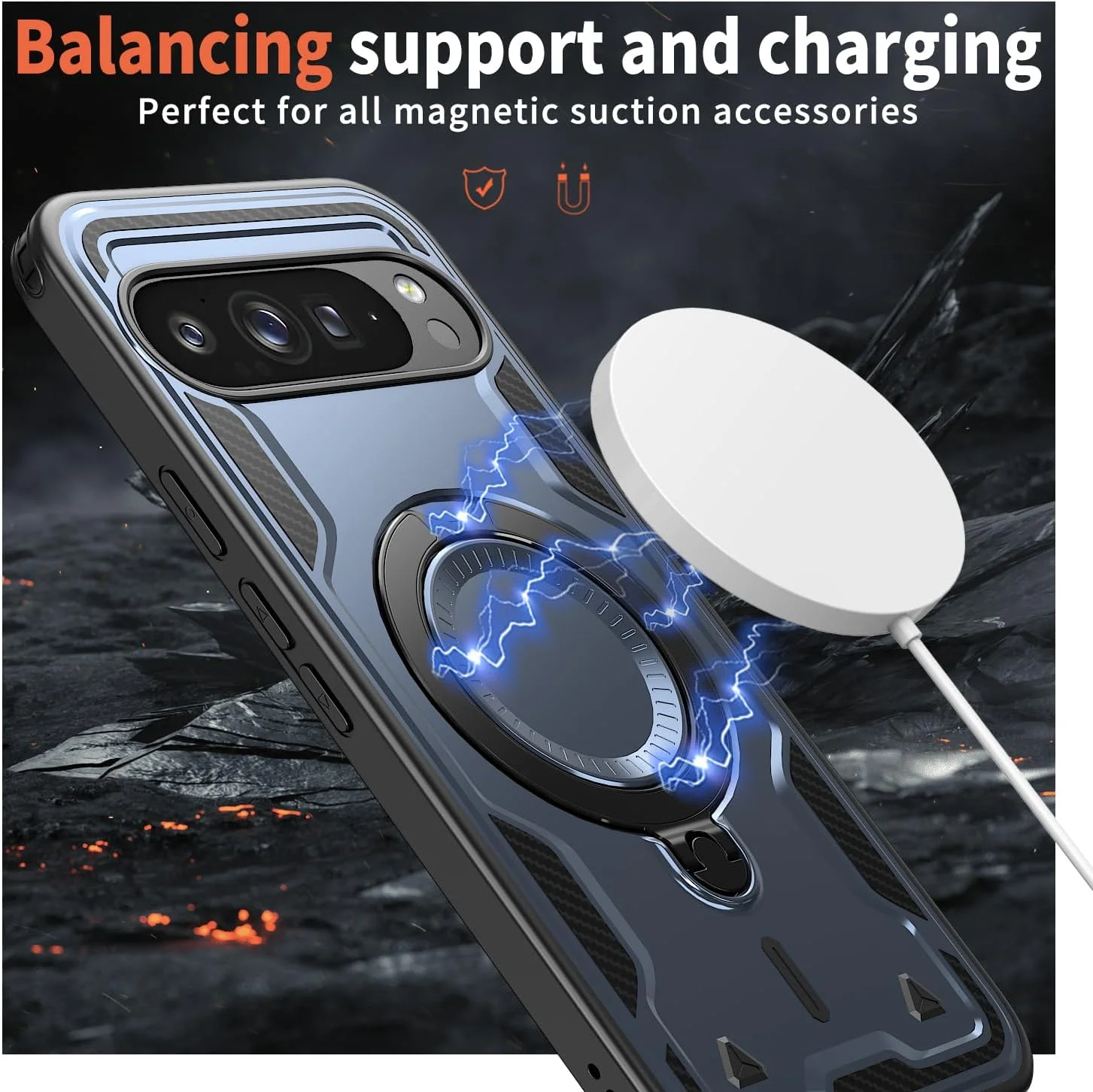 قاب محافظ پان ایکس کیس برای گوگل پیکسل 10/10 پرو - کاور ارتشی ضد ضربه با حلقه فلزی 360 درجه و پایه، سازگار با Pixelsnap و Magsafe (آبی) قاب محافظ پان ایکس کیس برای گوگل پیکسل 10/10 پرو - کاور ارتشی ضد ضربه با حلقه فلزی 360 درجه و پایه، سازگار با Pixelsnap و Magsafe (آبی)