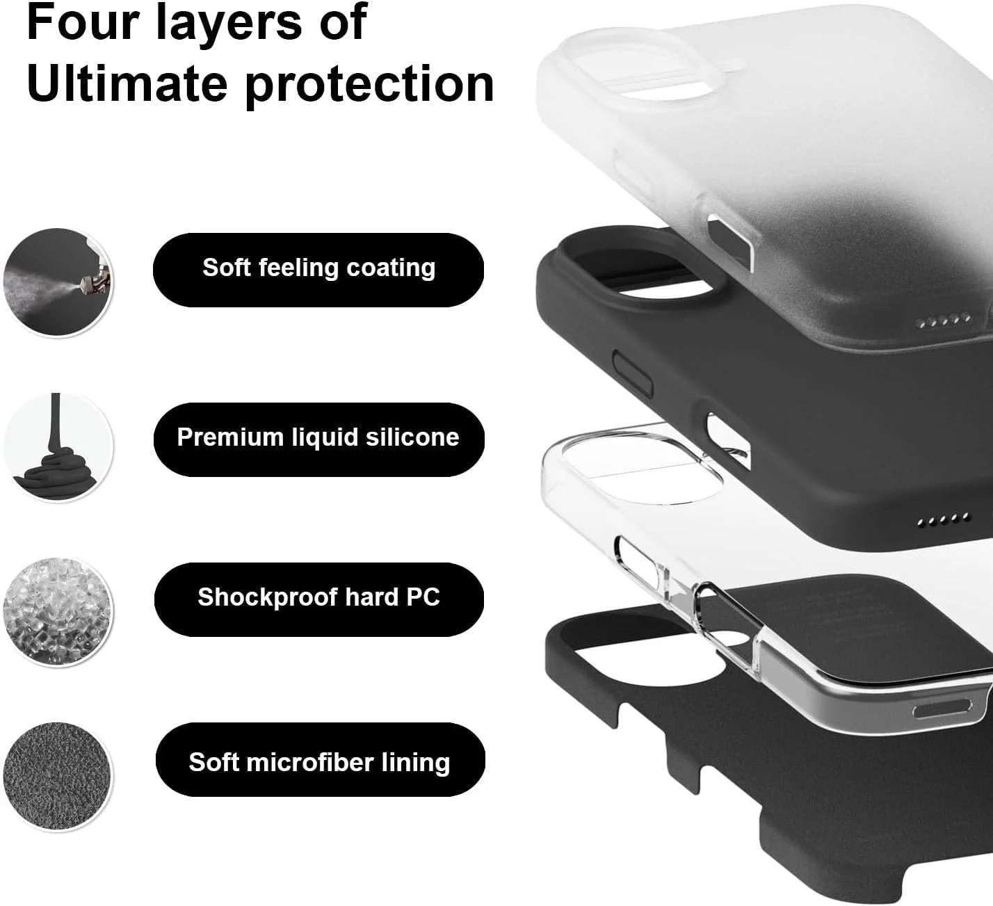 قاب سیلیکونی مایع برای آیفون 16، قاب گوشی باریک و سبک ضد ضربه با پوشش میکروفایبر، پوشش ژله ای لاستیکی TPU نرم سازگار با آیفون 16، تیتانیوم مشکی قاب سیلیکونی مایع برای آیفون 16، قاب گوشی باریک و سبک ضد ضربه با پوشش میکروفایبر، پوشش ژله ای لاستیکی TPU نرم سازگار با آیفون 16، تیتانیوم مشکی