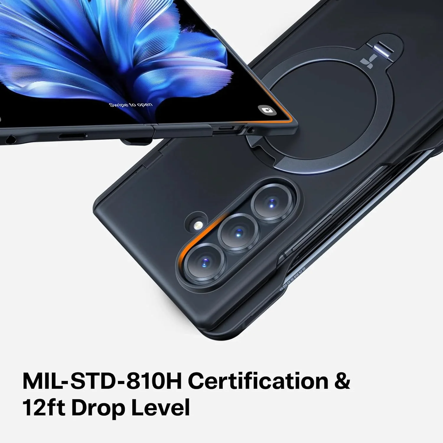 کاور مغناطیسی TORRAS برای گوشی سامسونگ گلکسی زد فولد 7، دارای پایه چرخشی 360 درجه Ostand، سازگار با شارژ مغناطیسی، محافظت ضد ضربه با استاندارد نظامی [دارای محافظ صفحه نمایش] - مشکی