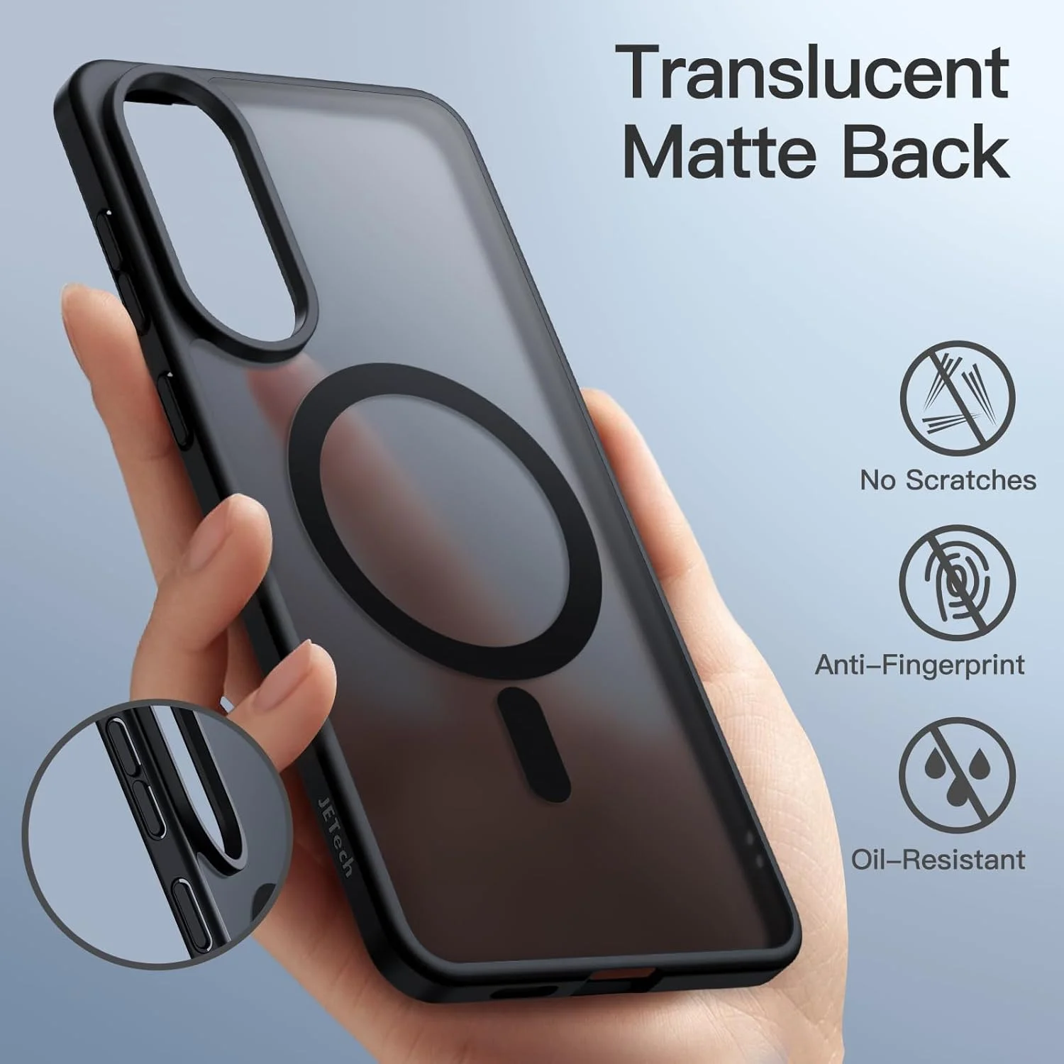 کاور آهنربایی JETech برای گوشی سامسونگ گلکسی S25 Edge، سازگار با MagSafe، پشت مات نیمه شفاف، باریک و مقاوم در برابر ضربه (مشکی) کاور آهنربایی JETech برای گوشی سامسونگ گلکسی S25 Edge، سازگار با MagSafe، پشت مات نیمه شفاف، باریک و مقاوم در برابر ضربه (مشکی)