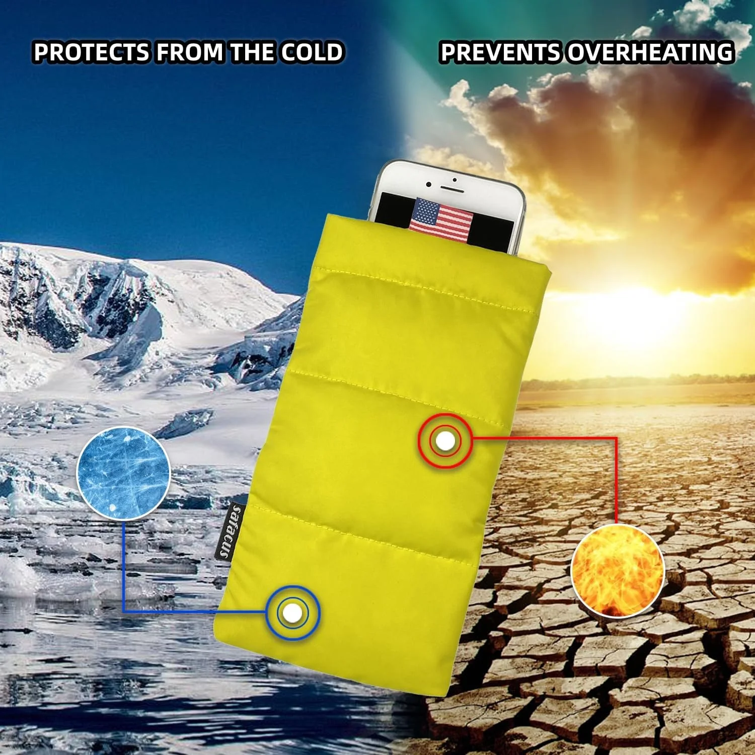 کیف حرارتی تلفن همراه برای جلوگیری از گرم شدن بیش از حد در آفتاب، کیف تلفن همراه برای کمپینگ برای جلوگیری از یخ زدگی، افزایش عمر باتری، کیف های گرم کننده تلفن همراه مناسب آیفون و سامسونگ گلکسی - زرد کیف حرارتی تلفن همراه برای جلوگیری از گرم شدن بیش از حد در آفتاب، کیف تلفن همراه برای کمپینگ برای جلوگیری از یخ زدگی، افزایش عمر باتری، کیف های گرم کننده تلفن همراه مناسب آیفون و سامسونگ گلکسی - زرد