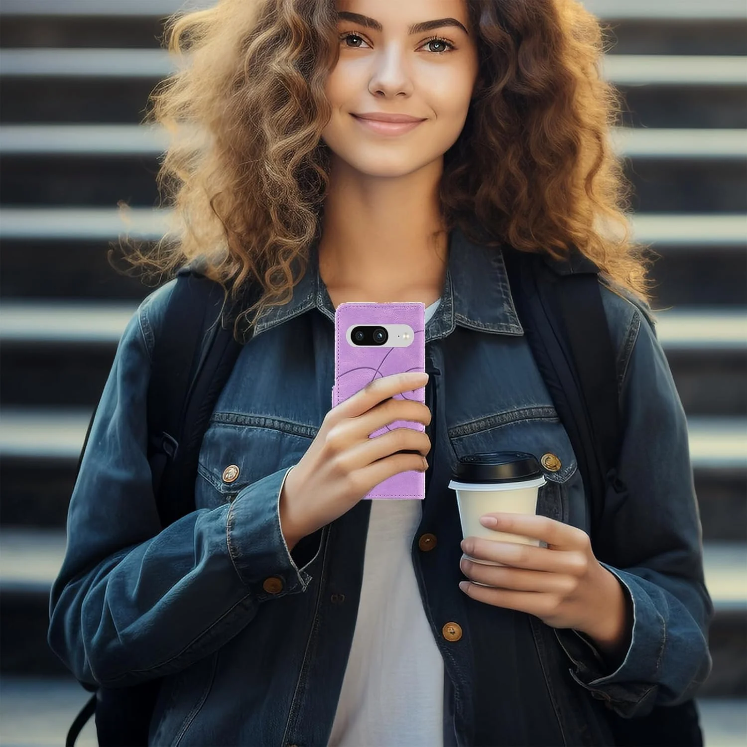 کیف پول تاشو سازگار با گوشی گوگل پیکسل 8، [دارای 3 جای کارت + 1 کیف پول] کیف کتابی با روکش مغناطیسی چرمی PU، قاب گوشی برای گوگل پیکسل 8، بنفش