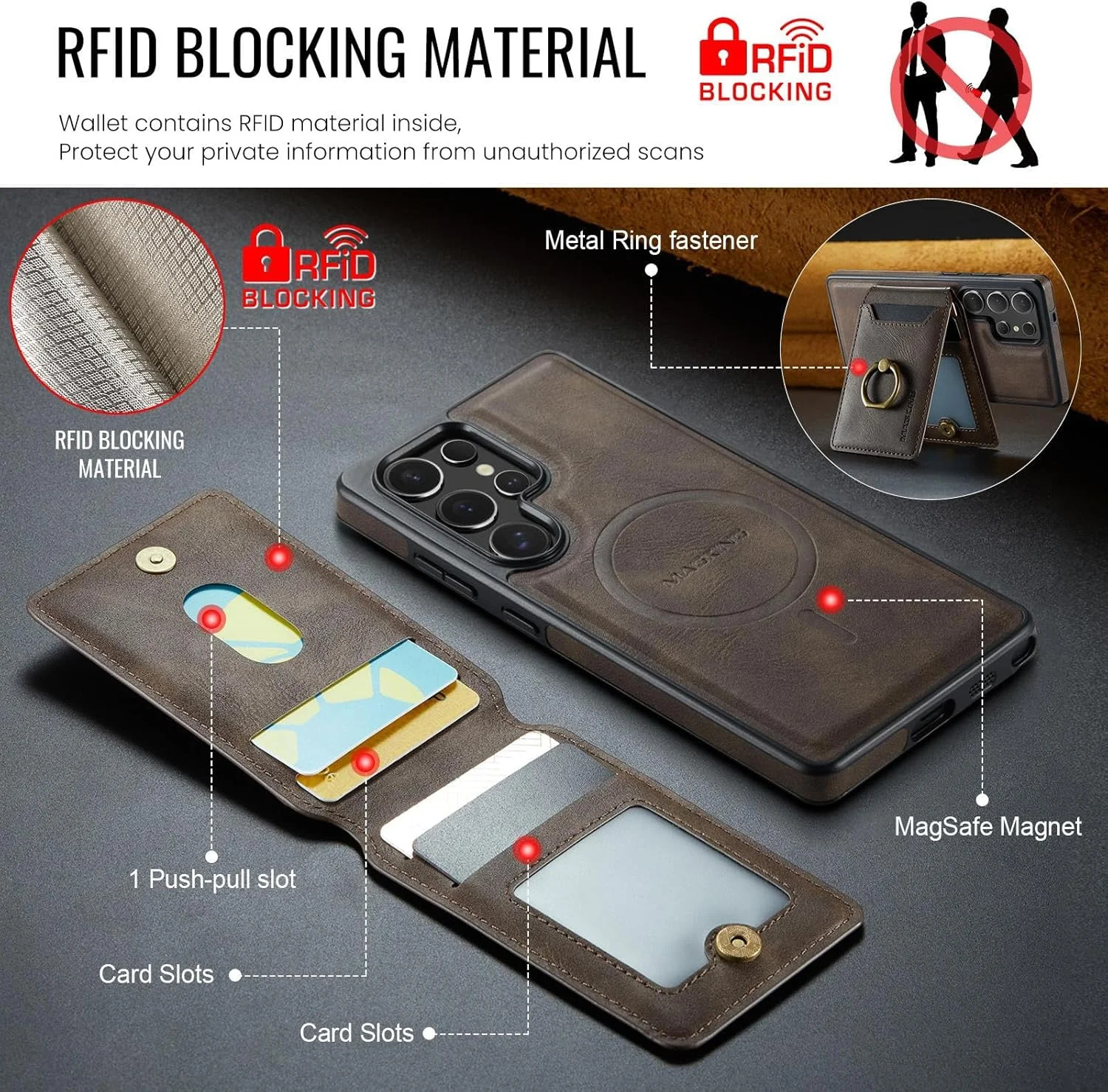 کیف پول جداشدنی مگ سیف K1 با RFID و جنس چرم مغناطیسی مناسب گوشی سامسونگ گلکسی S25 Ultra 5G (قهوه ای) کیف پول جداشدنی مگ سیف K1 با RFID و جنس چرم مغناطیسی مناسب گوشی سامسونگ گلکسی S25 Ultra 5G (قهوه ای)