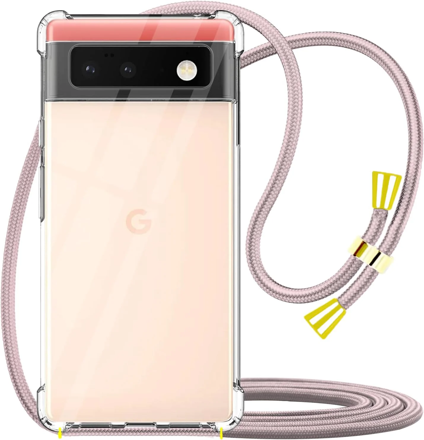 کاور محافظ بدنه تلفن همراه گوگل پیکسل 6 با بند گردنی - طلایی رز کاور محافظ بدنه تلفن همراه گوگل پیکسل 6 با بند گردنی - طلایی رز