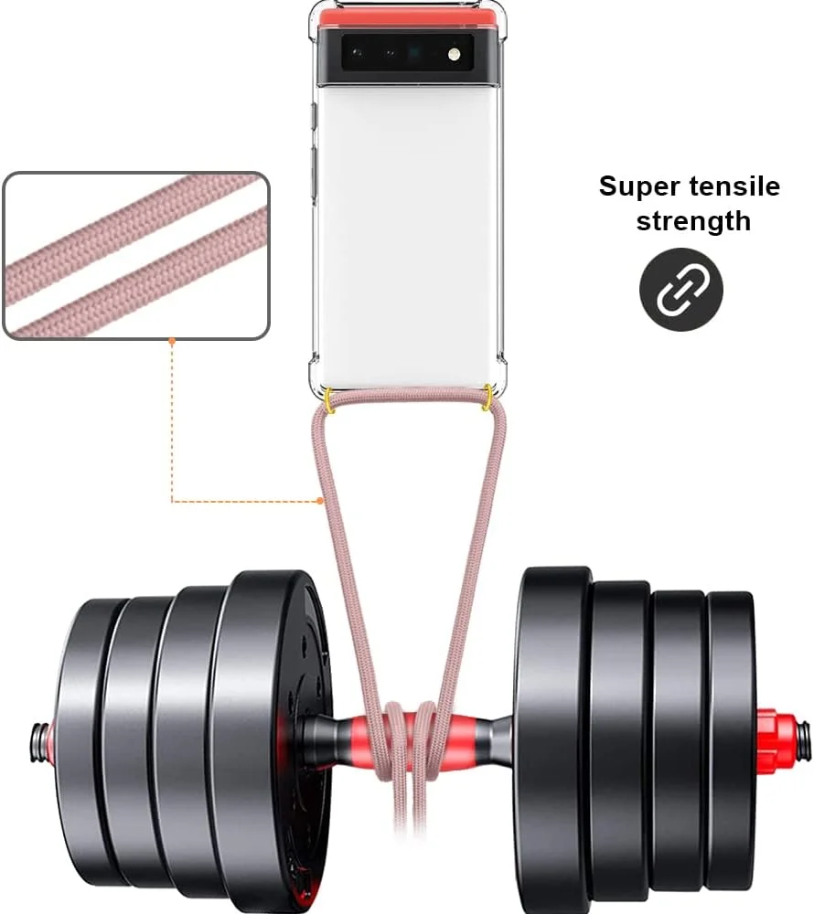 کاور محافظ بدنه تلفن همراه گوگل پیکسل 6 با بند گردنی - طلایی رز