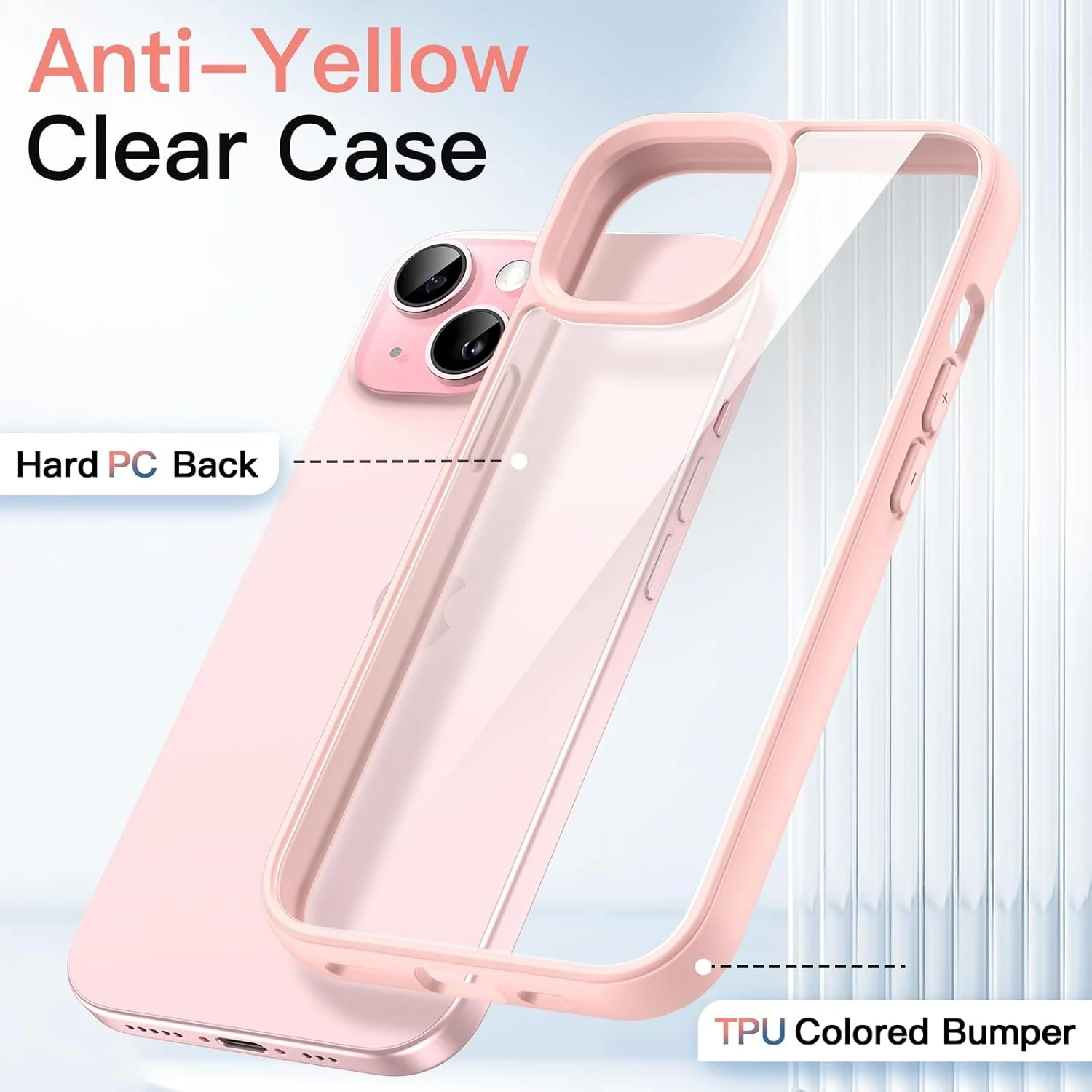 کاور محافظ گوشی JETech مناسب برای آیفون 15 پلاس 6.7 اینچی، کاور ضربه گیر گوشی، فریم TPU مات رنگ ثابت، پشت شفاف ضد خش (صورتی) کاور محافظ گوشی JETech مناسب برای آیفون 15 پلاس 6.7 اینچی، کاور ضربه گیر گوشی، فریم TPU مات رنگ ثابت، پشت شفاف ضد خش (صورتی)