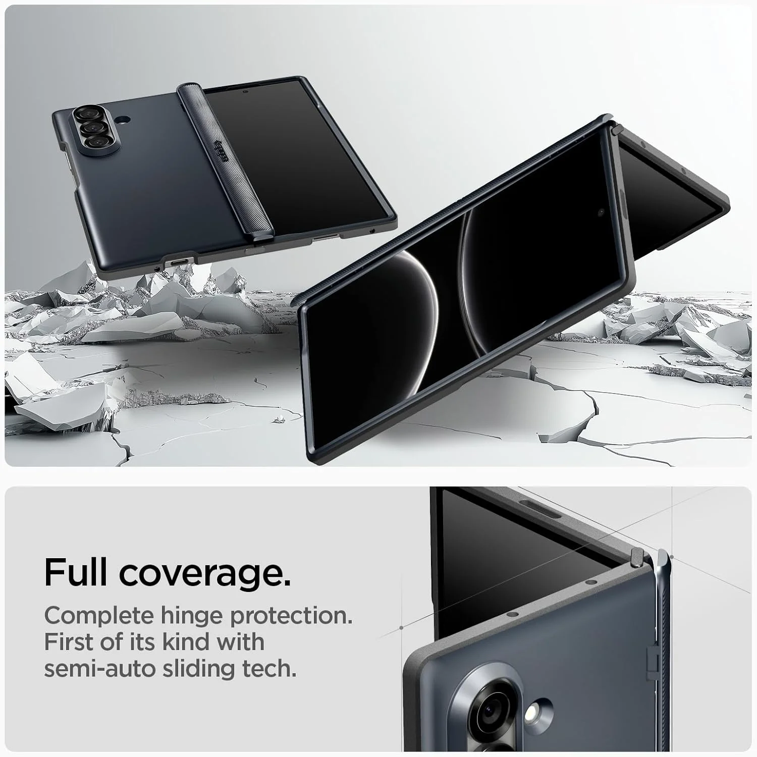 کاور محافظ گوشی سامسونگ گلکسی زد فولد 7 مدل Slim Armor Pro MagFit از Spigen [سازگار با MagSafe] پوشش لولا - رنگ خاکستری متالیک (2025)