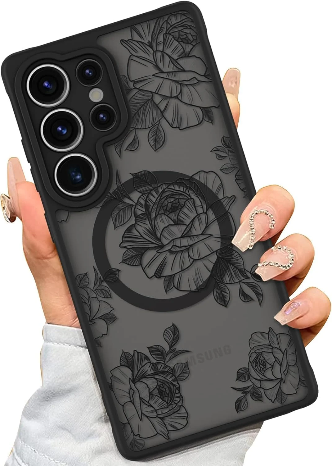 قاب گوشی سامسونگ گلکسی S25 Ultra سری ELEPIK با طرح گل مشکی، سازگار با MagSafe، محافظت ضد ضربه نظامی، قاب گوشی طرح گل برای دختران و زنان، کاور مغناطیسی باریک، رز مشکی قاب گوشی سامسونگ گلکسی S25 Ultra سری ELEPIK با طرح گل مشکی، سازگار با MagSafe، محافظت ضد ضربه نظامی، قاب گوشی طرح گل برای دختران و زنان، کاور مغناطیسی باریک، رز مشکی
