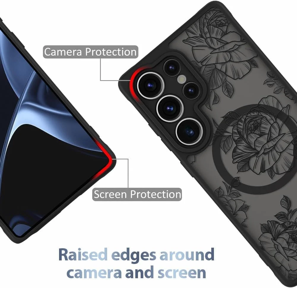 قاب گوشی سامسونگ گلکسی S25 Ultra سری ELEPIK با طرح گل مشکی، سازگار با MagSafe، محافظت ضد ضربه نظامی، قاب گوشی طرح گل برای دختران و زنان، کاور مغناطیسی باریک، رز مشکی قاب گوشی سامسونگ گلکسی S25 Ultra سری ELEPIK با طرح گل مشکی، سازگار با MagSafe، محافظت ضد ضربه نظامی، قاب گوشی طرح گل برای دختران و زنان، کاور مغناطیسی باریک، رز مشکی
