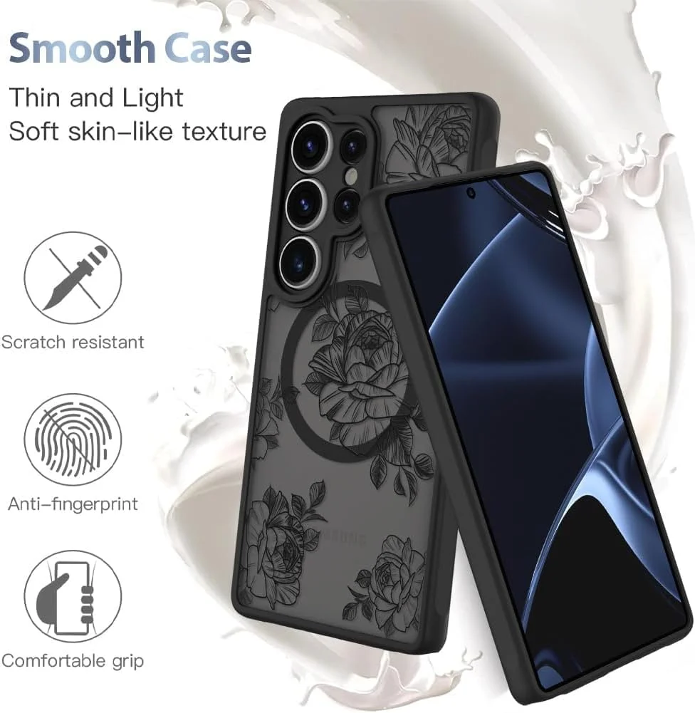 قاب گوشی سامسونگ گلکسی S25 Ultra سری ELEPIK با طرح گل مشکی، سازگار با MagSafe، محافظت ضد ضربه نظامی، قاب گوشی طرح گل برای دختران و زنان، کاور مغناطیسی باریک، رز مشکی قاب گوشی سامسونگ گلکسی S25 Ultra سری ELEPIK با طرح گل مشکی، سازگار با MagSafe، محافظت ضد ضربه نظامی، قاب گوشی طرح گل برای دختران و زنان، کاور مغناطیسی باریک، رز مشکی