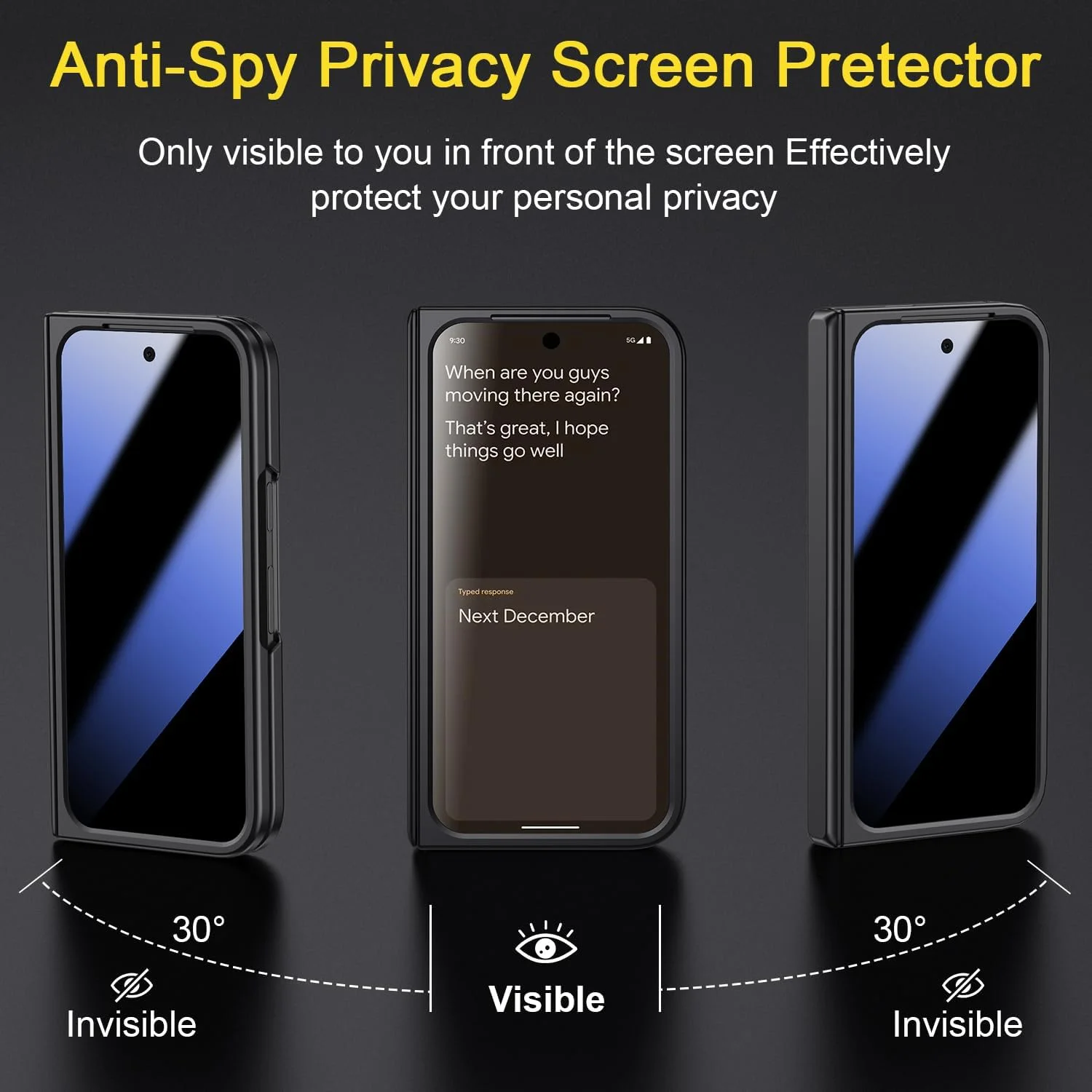 قاب گوشی تاشو گوگل پیکسل 9 پرو به همراه محافظ صفحه نمایش حریم خصوصی، دارای پایه داخلی، سازگار با شارژ بی سیم، قاب محافظ فوق العاده نازک برای قاب پیکسل 9 پرو، مشکی قاب گوشی تاشو گوگل پیکسل 9 پرو به همراه محافظ صفحه نمایش حریم خصوصی، دارای پایه داخلی، سازگار با شارژ بی سیم، قاب محافظ فوق العاده نازک برای قاب پیکسل 9 پرو، مشکی