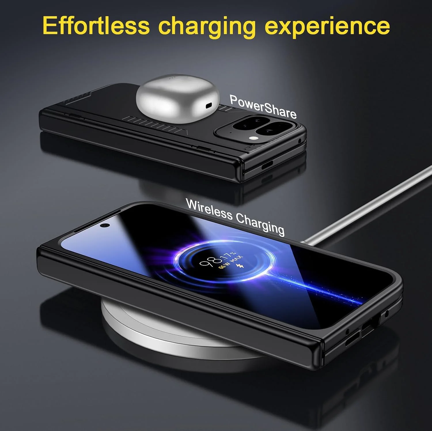 قاب گوشی تاشو گوگل پیکسل 9 پرو به همراه محافظ صفحه نمایش حریم خصوصی، دارای پایه داخلی، سازگار با شارژ بی سیم، قاب محافظ فوق العاده نازک برای قاب پیکسل 9 پرو، مشکی قاب گوشی تاشو گوگل پیکسل 9 پرو به همراه محافظ صفحه نمایش حریم خصوصی، دارای پایه داخلی، سازگار با شارژ بی سیم، قاب محافظ فوق العاده نازک برای قاب پیکسل 9 پرو، مشکی