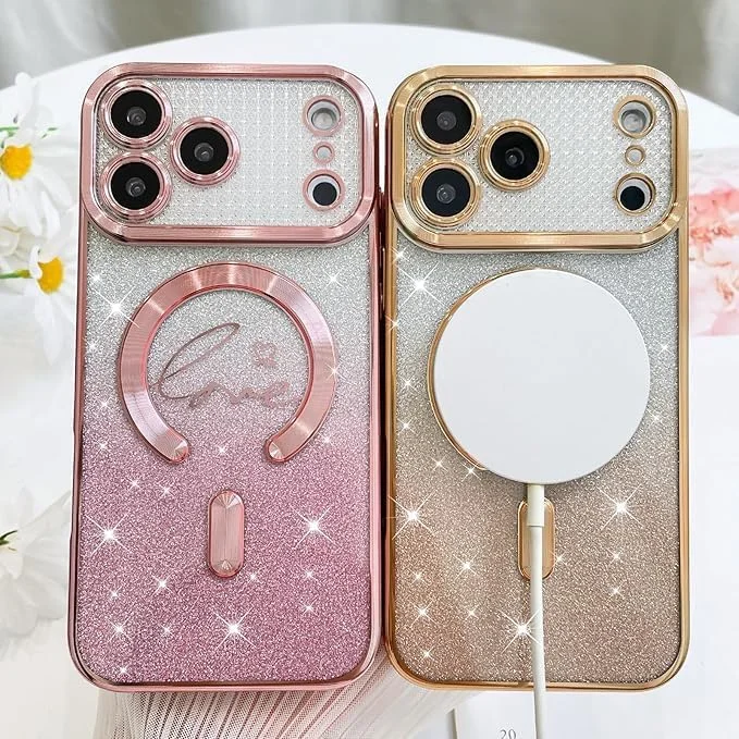 قاب گوشی ELEPIK برای آیفون 17 پرو با محافظ دوربین، محافظت کامل از دوربین، سازگار با MagSafe، طرح قلب، روکش براق، قاب مغناطیسی باریک شفاف، صورتی قاب گوشی ELEPIK برای آیفون 17 پرو با محافظ دوربین، محافظت کامل از دوربین، سازگار با MagSafe، طرح قلب، روکش براق، قاب مغناطیسی باریک شفاف، صورتی