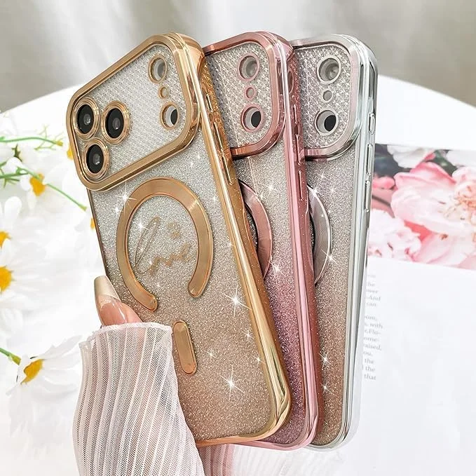 قاب گوشی ELEPIK برای آیفون 17 پرو با محافظ دوربین، محافظت کامل از دوربین، سازگار با MagSafe، طرح قلب، روکش براق، قاب مغناطیسی باریک شفاف، صورتی قاب گوشی ELEPIK برای آیفون 17 پرو با محافظ دوربین، محافظت کامل از دوربین، سازگار با MagSafe، طرح قلب، روکش براق، قاب مغناطیسی باریک شفاف، صورتی