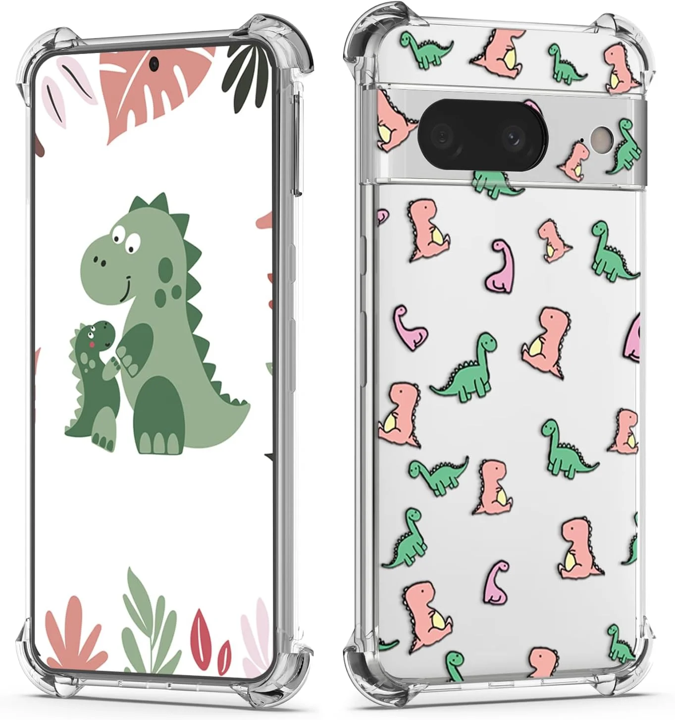 قاب محافظ شفاف برای گوگل پیکسل 7، کاور محافظ گوشی ضد ضربه با طرح دایناسور بامزه، سپر نرم TPU ضد زردی، قاب گوشی بامزه برای گوگل پیکسل 7