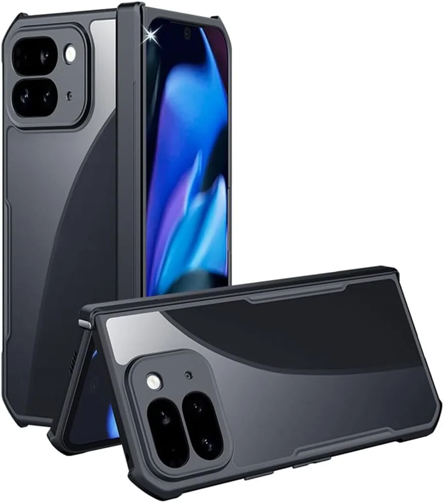 قاب محافظ مقاوم TECHGEAR Pixel 9 Pro Fold مدل [Fusion Armour]، قاب محافظ هیبریدی ممتاز با پوشش پشتی شفاف، طراحی شده برای Google Pixel 9 Pro Fold، مشکی