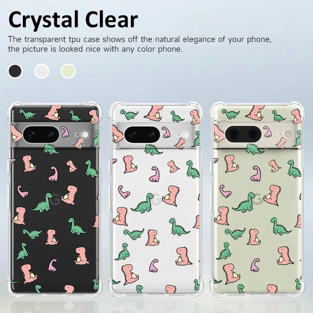 قاب محافظ شفاف برای گوگل پیکسل 7، کاور محافظ گوشی ضد ضربه با طرح دایناسور بامزه، سپر نرم TPU ضد زردی، قاب گوشی بامزه برای گوگل پیکسل 7 قاب محافظ شفاف برای گوگل پیکسل 7، کاور محافظ گوشی ضد ضربه با طرح دایناسور بامزه، سپر نرم TPU ضد زردی، قاب گوشی بامزه برای گوگل پیکسل 7