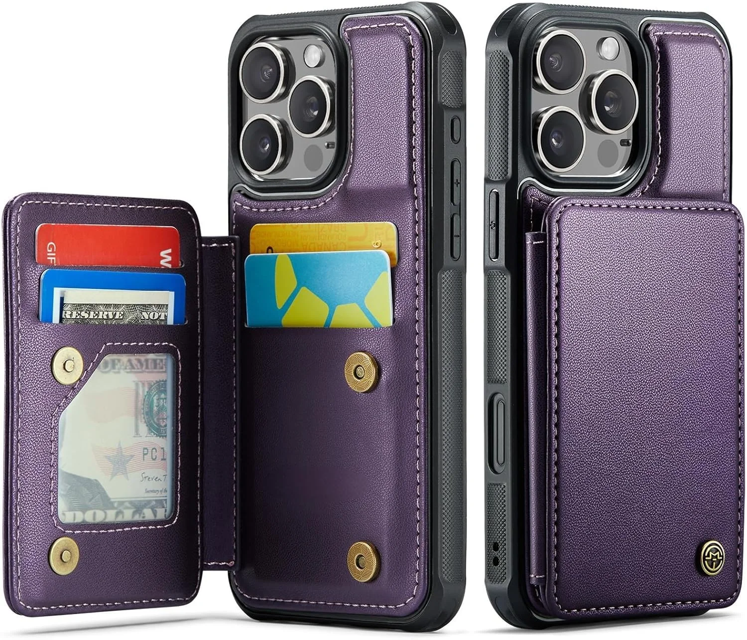کیف پول PINKE با جای کارت، محافظ بادوام، کاور گوشی ضد ضربه با مسدود کننده RFID، برای زنان و مردان، مناسب برای آیفون 16 پرو مکس 6.9 اینچ، بنفش