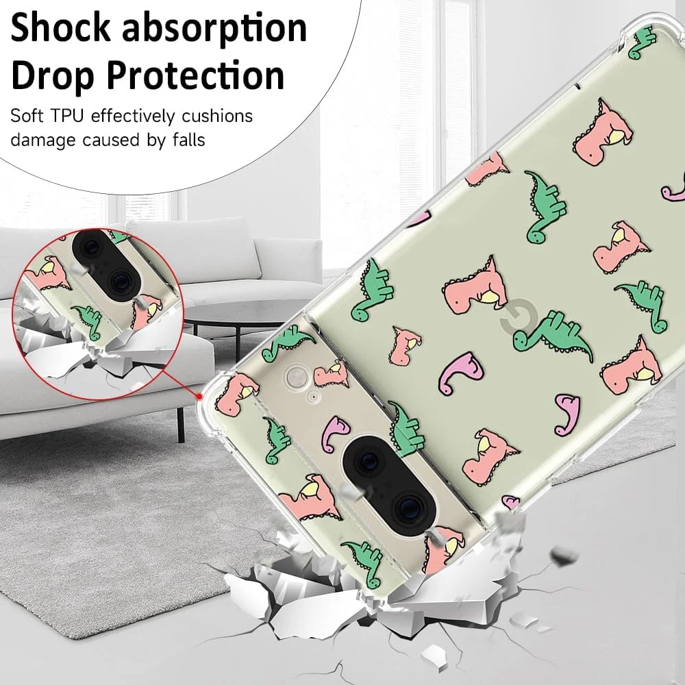 قاب محافظ شفاف برای گوگل پیکسل 7، کاور محافظ گوشی ضد ضربه با طرح دایناسور بامزه، سپر نرم TPU ضد زردی، قاب گوشی بامزه برای گوگل پیکسل 7 قاب محافظ شفاف برای گوگل پیکسل 7، کاور محافظ گوشی ضد ضربه با طرح دایناسور بامزه، سپر نرم TPU ضد زردی، قاب گوشی بامزه برای گوگل پیکسل 7