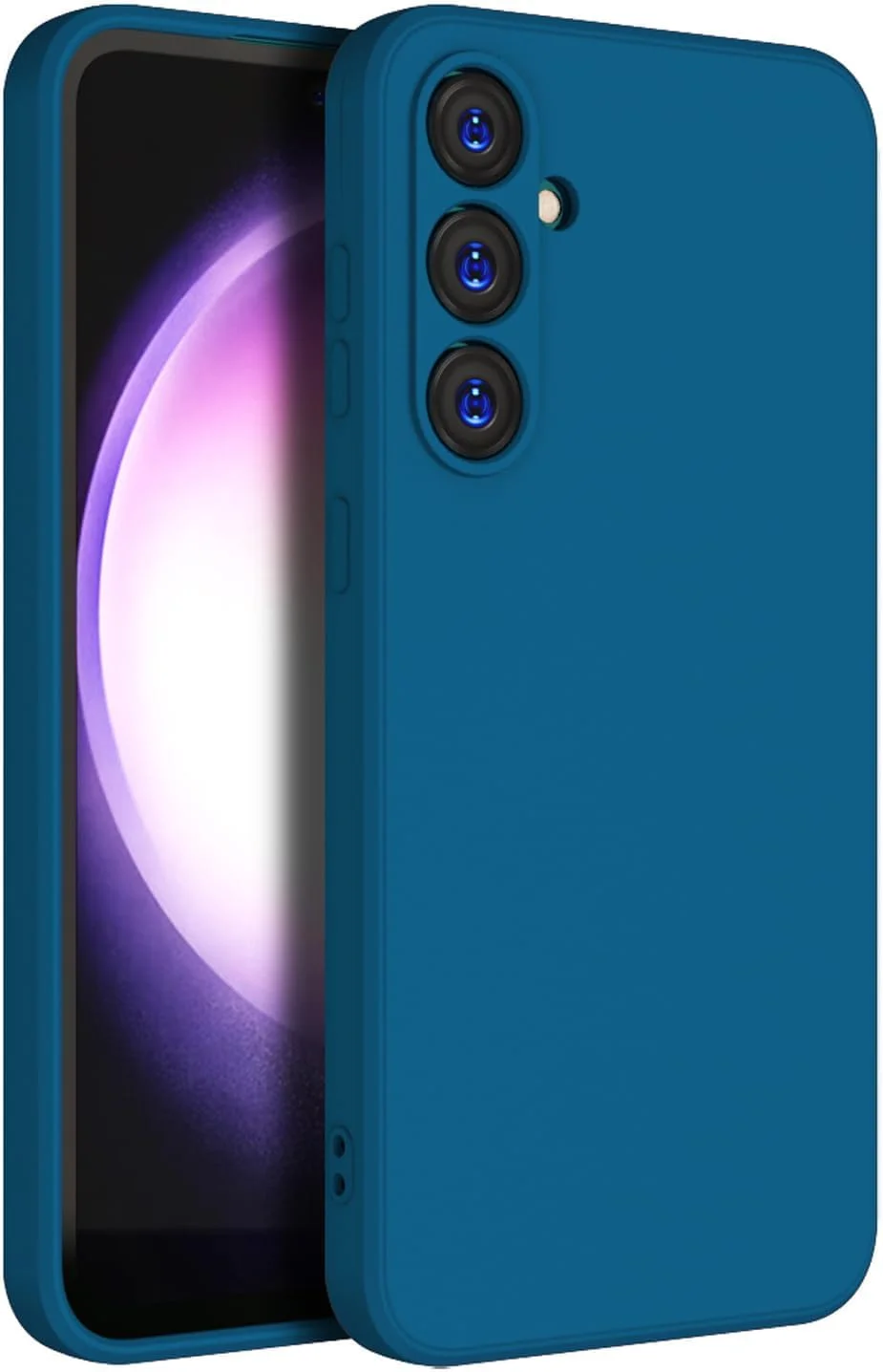کاور سیلیکونی سازگار با گوشی سامسونگ گلکسی A55 2024، محافظ دوربین، ژله ای نرم، ضد ضربه، باریک و سبک، ساخته شده از TPU برای گوشی سامسونگ گلکسی A55 5G (آبی)