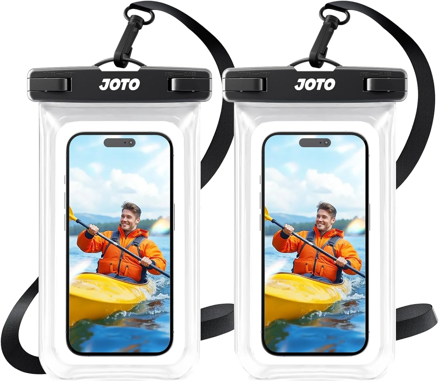 JOTO Waterproof Phone Pouch IPX8 Universal Waterproof Case Dry Bag Phone Protector for iPhone 17 16 15 14 13 12 11 Pro Max Air Plus XS XR X 8 Galaxy S23 S22 S21 S20 Pixel Up to 7" -2 Pack, Clear