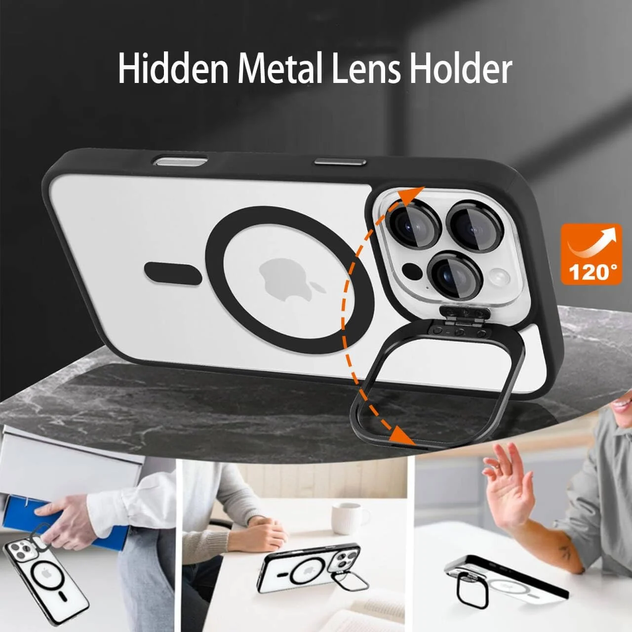 قاب گوشی فلزی نگهدارنده لنز. قاب محافظ شفاف مغناطیسی رینگی برای آیفون 16 پرو مکس، محافظت ضد ضربه با درجه نظامی سازگار با شارژ بی سیم مگسیف، مشکی قاب گوشی فلزی نگهدارنده لنز. قاب محافظ شفاف مغناطیسی رینگی برای آیفون 16 پرو مکس، محافظت ضد ضربه با درجه نظامی سازگار با شارژ بی سیم مگسیف، مشکی