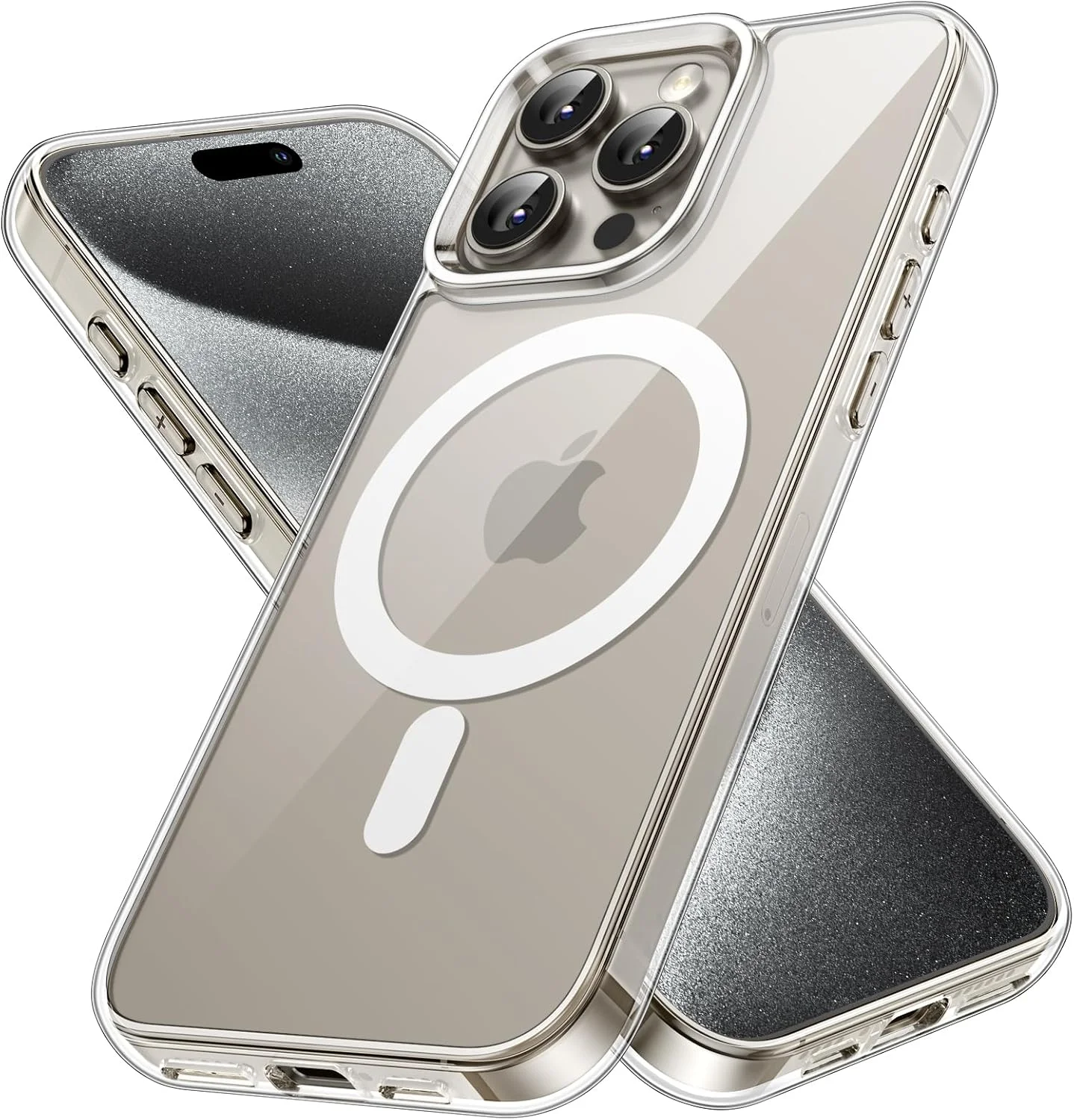 کاور آهنربایی JETech برای آیفون 15 پرو 6.1 اینچی، سازگار با شارژ بی‌سیم MagSafe، کاور ضربه‌گیر ضد ضربه، پشت شفاف ضد خش (شفاف)