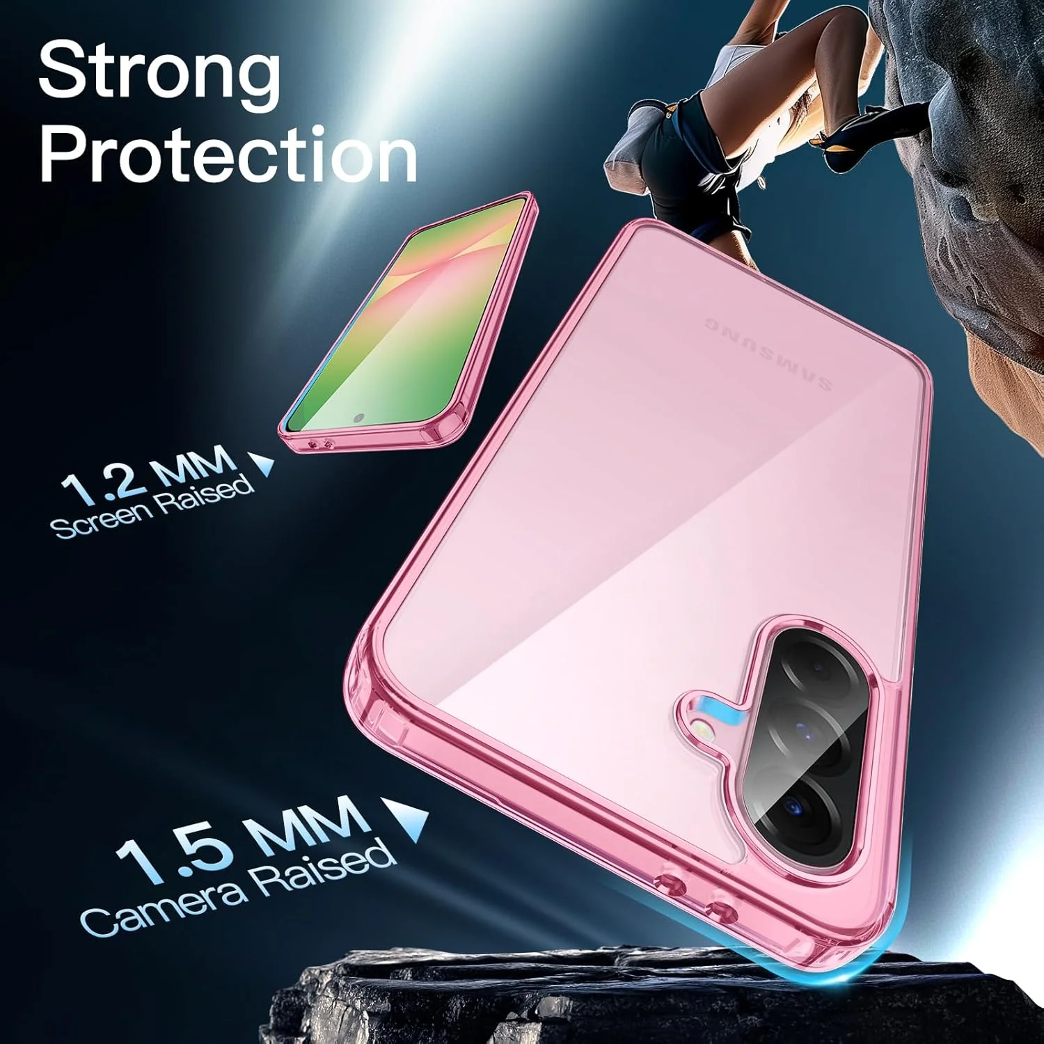 کاور محافظ گوشی سامسونگ گلکسی A56 5G جتک، بامپر ضد ضربه و ضد زردی، پشت سخت PC ضد خش (صورتی)