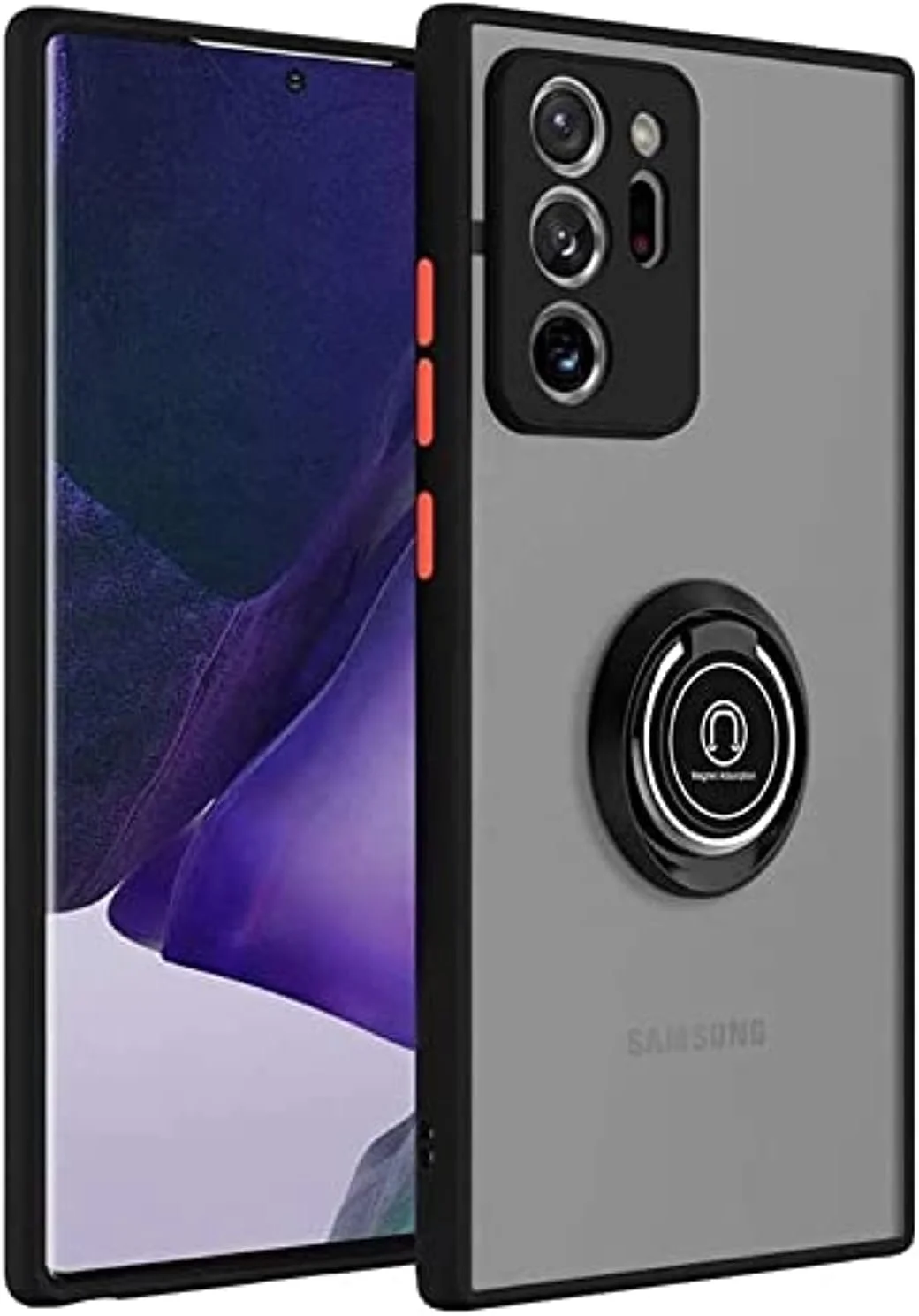 قاب محافظ سیلیکونی انعطاف پذیر Zege سازگار با گوشی سامسونگ نوت 20 اولترا، بامپر محافظ نازک و نیمه شفاف ضد ضربه با پوشش مات پشتی و حلقه مغناطیسی چرخان 360 درجه مناسب برای هولدر ماشین (مشکی جت) قاب محافظ سیلیکونی انعطاف پذیر Zege سازگار با گوشی سامسونگ نوت 20 اولترا، بامپر محافظ نازک و نیمه شفاف ضد ضربه با پوشش مات پشتی و حلقه مغناطیسی چرخان 360 درجه مناسب برای هولدر ماشین (مشکی جت)