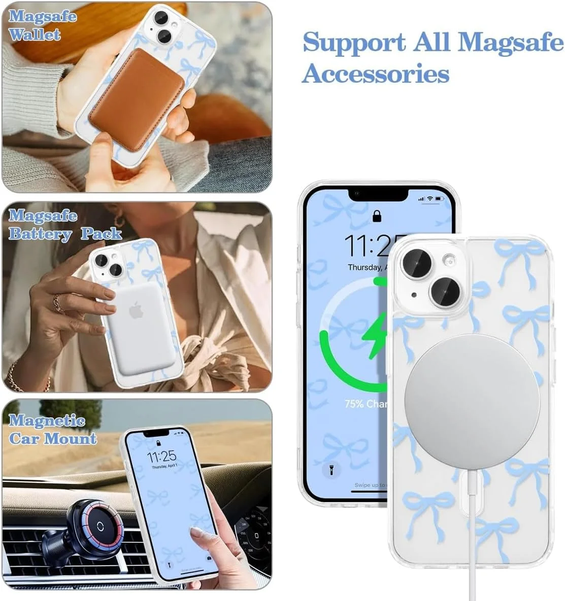 قاب گوشی مغناطیسی Boolygo برای آیفون 13، قاب کمانی سازگار با MagSafe، کاور گوشی باریک و شفاف با طرح روبان، ضد ضربه و محافظ گوشی برای بانوان و دختران (آبی، 13) قاب گوشی مغناطیسی Boolygo برای آیفون 13، قاب کمانی سازگار با MagSafe، کاور گوشی باریک و شفاف با طرح روبان، ضد ضربه و محافظ گوشی برای بانوان و دختران (آبی، 13)