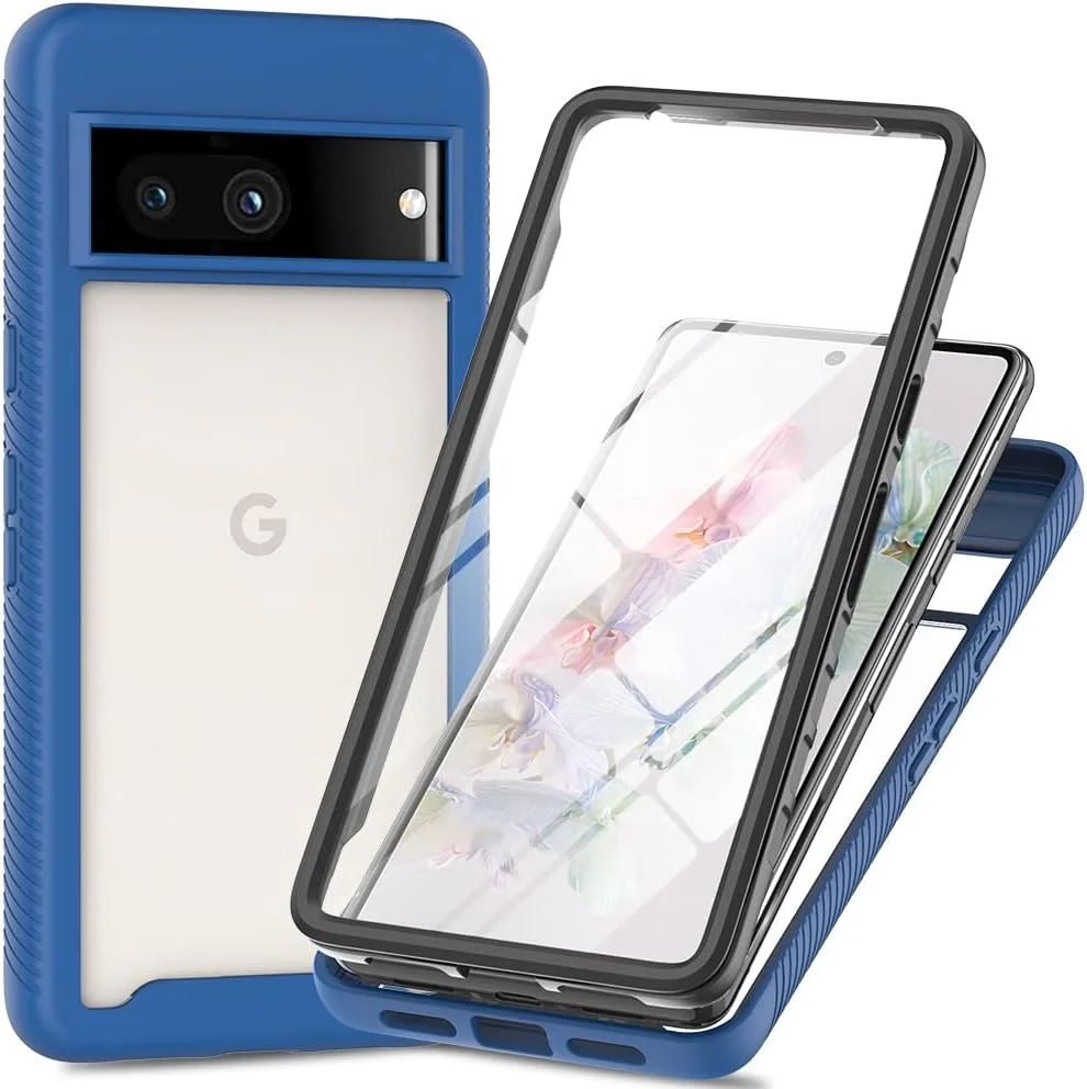 کاور محافظ گوشی Xinni برای گوگل پیکسل 7a، محافظت 360 درجه ضد ضربه با محافظ صفحه نمایش داخلی، روکش بیرونی مقاوم - آبی تیره کاور محافظ گوشی Xinni برای گوگل پیکسل 7a، محافظت 360 درجه ضد ضربه با محافظ صفحه نمایش داخلی، روکش بیرونی مقاوم - آبی تیره