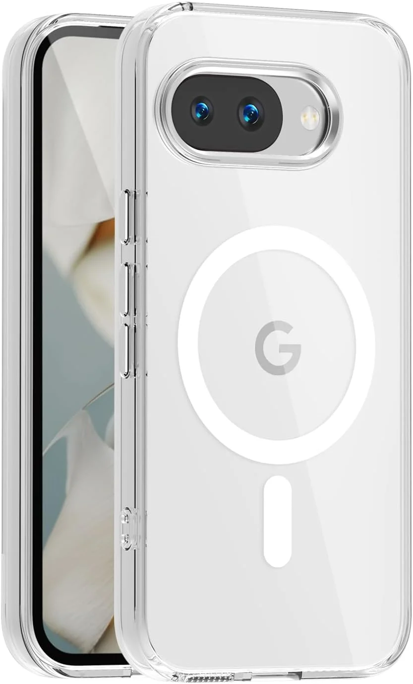 کاور شفاف برای گوگل پیکسل 9a مدل 2025 [سازگار با شارژ بی‌سیم مگ‌سیف] مقاوم در برابر زرد شدن، محافظ مغناطیسی و بادوام برای قاب گوشی آیفون