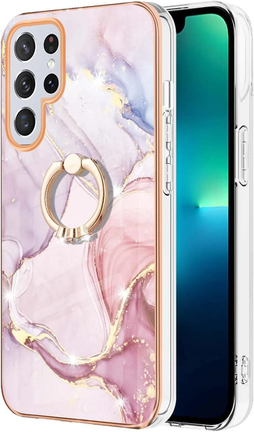 قاب محافظ گوشی سامسونگ گلکسی اس 23 اولترا، محافظ باریک و لوکس، ضد ضربه، ضد خش، ضد لغزش، با عملکرد استند، مناسب برای گلکسی اس 23 اولترا (رزگلد)