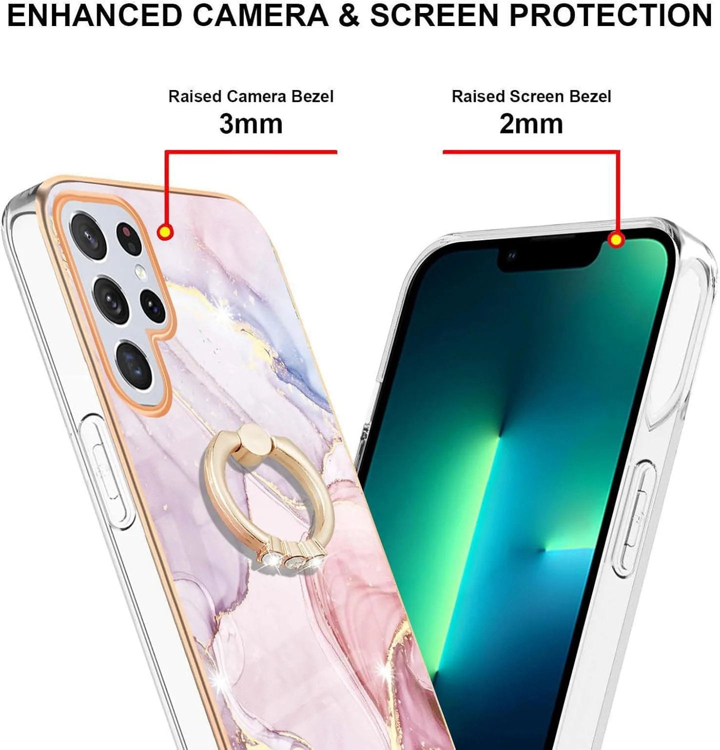 قاب محافظ گوشی سامسونگ گلکسی اس 23 اولترا، محافظ باریک و لوکس، ضد ضربه، ضد خش، ضد لغزش، با عملکرد استند، مناسب برای گلکسی اس 23 اولترا (رزگلد)