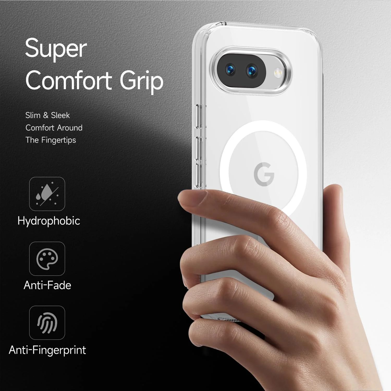 کاور شفاف برای گوگل پیکسل 9a مدل 2025 [سازگار با شارژ بی‌سیم مگ‌سیف] مقاوم در برابر زرد شدن، محافظ مغناطیسی و بادوام برای قاب گوشی آیفون