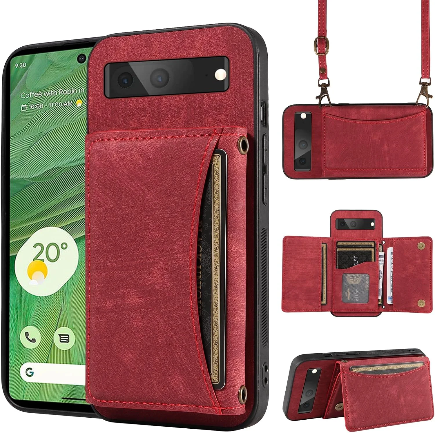 کاور کیف پول گوشی ELISORLI برای گوگل پیکسل 7 5G با بند دوشی و جای کارت اعتباری چرمی، کیف پول باریک تاشو، لوازم جانبی موبایل Pixel7 Pixle Seven 6.3 دخترانه قرمز کاور کیف پول گوشی ELISORLI برای گوگل پیکسل 7 5G با بند دوشی و جای کارت اعتباری چرمی، کیف پول باریک تاشو، لوازم جانبی موبایل Pixel7 Pixle Seven 6.3 دخترانه قرمز