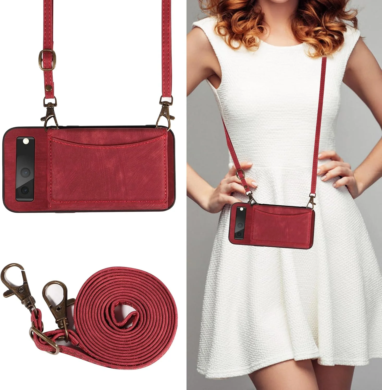 کاور کیف پول گوشی ELISORLI برای گوگل پیکسل 7 5G با بند دوشی و جای کارت اعتباری چرمی، کیف پول باریک تاشو، لوازم جانبی موبایل Pixel7 Pixle Seven 6.3 دخترانه قرمز کاور کیف پول گوشی ELISORLI برای گوگل پیکسل 7 5G با بند دوشی و جای کارت اعتباری چرمی، کیف پول باریک تاشو، لوازم جانبی موبایل Pixel7 Pixle Seven 6.3 دخترانه قرمز