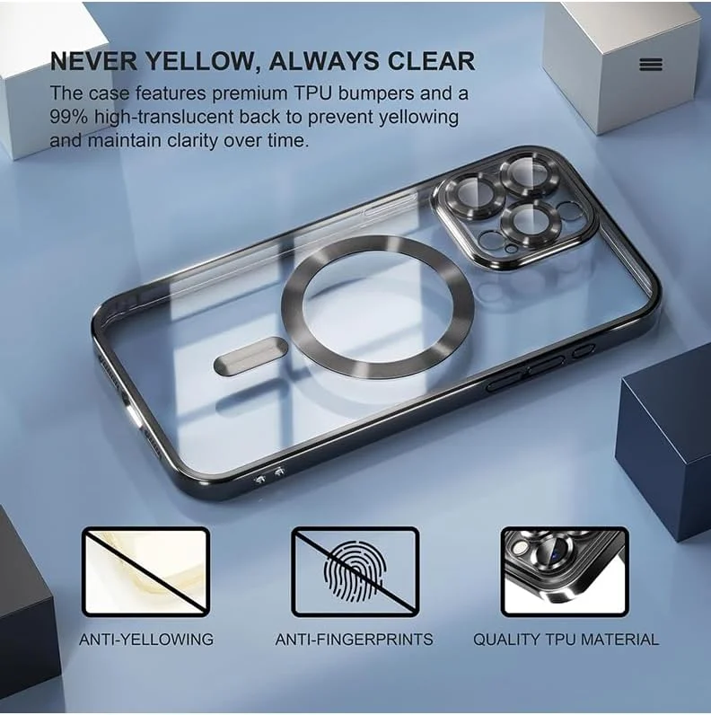 کاور محافظ نرم و شفاف پریمیوم برای آیفون 15 پرو مکس با محافظت کامل از لنز دوربین، شارژ بیسیم سازگار، کاور گوشی TPU ضد ضربه آیفون 15 پرو مکس 6.7 اینچ 2023 - مشکی کاور محافظ نرم و شفاف پریمیوم برای آیفون 15 پرو مکس با محافظت کامل از لنز دوربین، شارژ بیسیم سازگار، کاور گوشی TPU ضد ضربه آیفون 15 پرو مکس 6.7 اینچ 2023 - مشکی