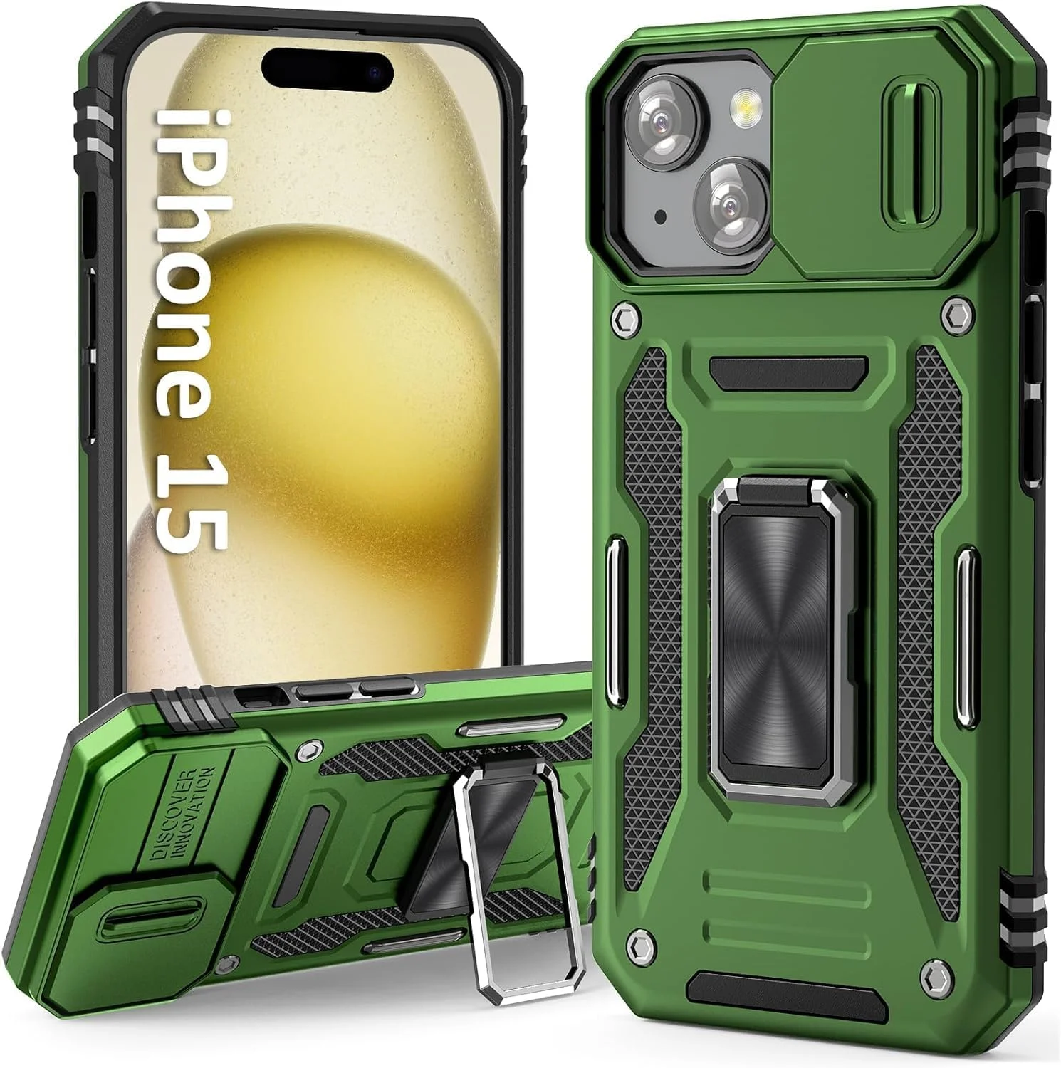 قاب گوشی آیفون 15 با پوشش کشویی دوربین، حلقه نگهدارنده مغناطیسی، پوشش محافظ ضد ضربه، قاب گوشی مقاوم، پایه نگهدارنده، سازگار با پایه نگهدارنده خودرو قاب گوشی آیفون 15 با پوشش کشویی دوربین، حلقه نگهدارنده مغناطیسی، پوشش محافظ ضد ضربه، قاب گوشی مقاوم، پایه نگهدارنده، سازگار با پایه نگهدارنده خودرو