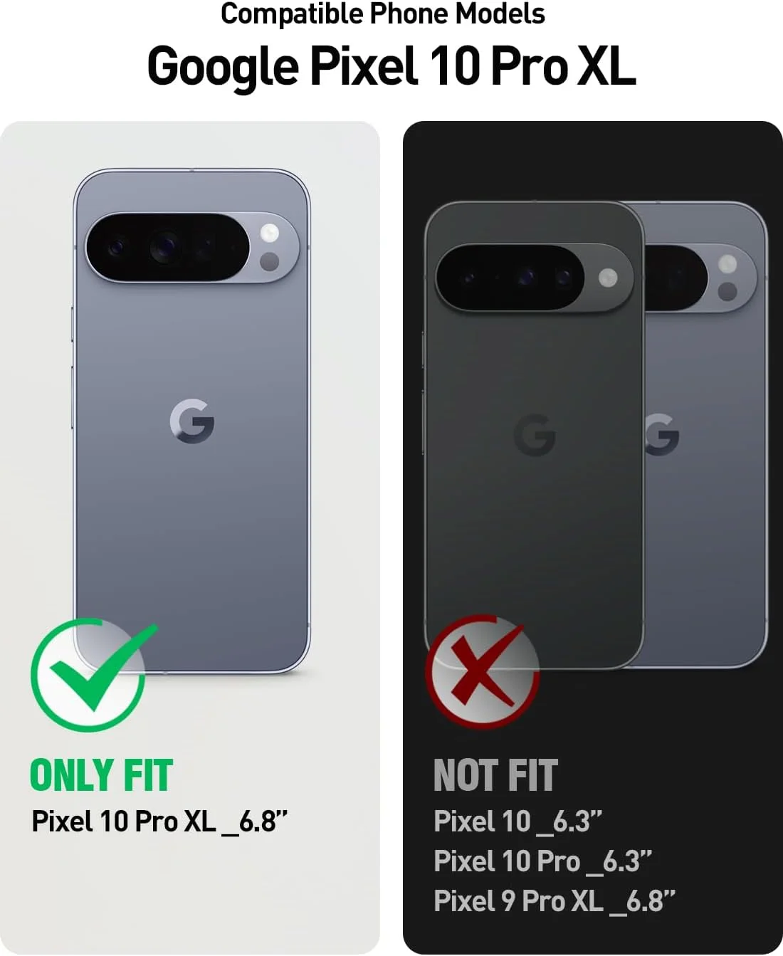 قاب محافظ مقاوم Poetic Guardian برای گوگل پیکسل 10 پرو XL 5G، محافظ صفحه نمایش داخلی، [دو فریم جلویی] [شارژ بی‌سیم] پوشش کامل ضد ضربه، مشکی/شفاف