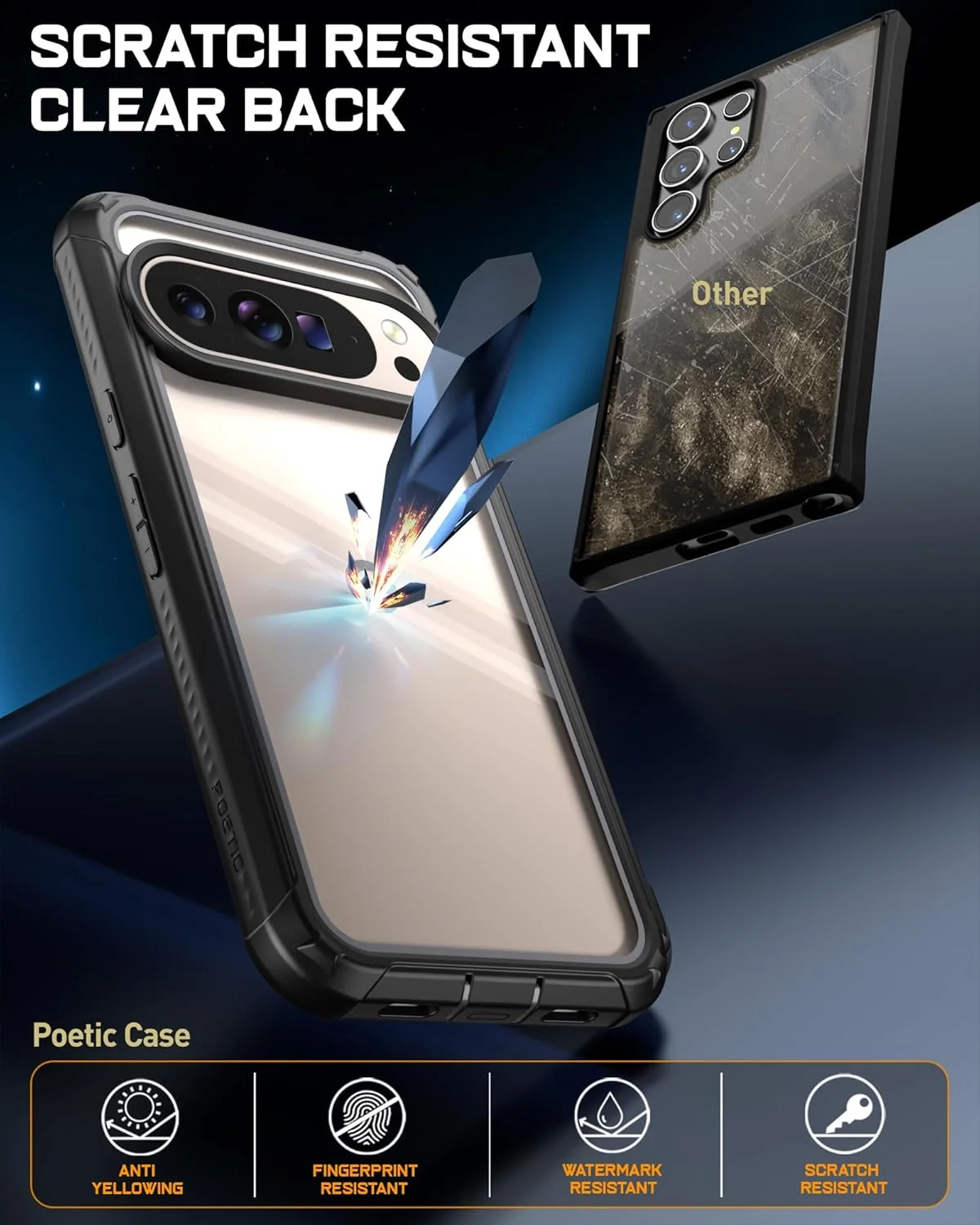 قاب محافظ مقاوم Poetic Guardian برای گوگل پیکسل 10 پرو XL 5G، محافظ صفحه نمایش داخلی، [دو فریم جلویی] [شارژ بی‌سیم] پوشش کامل ضد ضربه، مشکی/شفاف