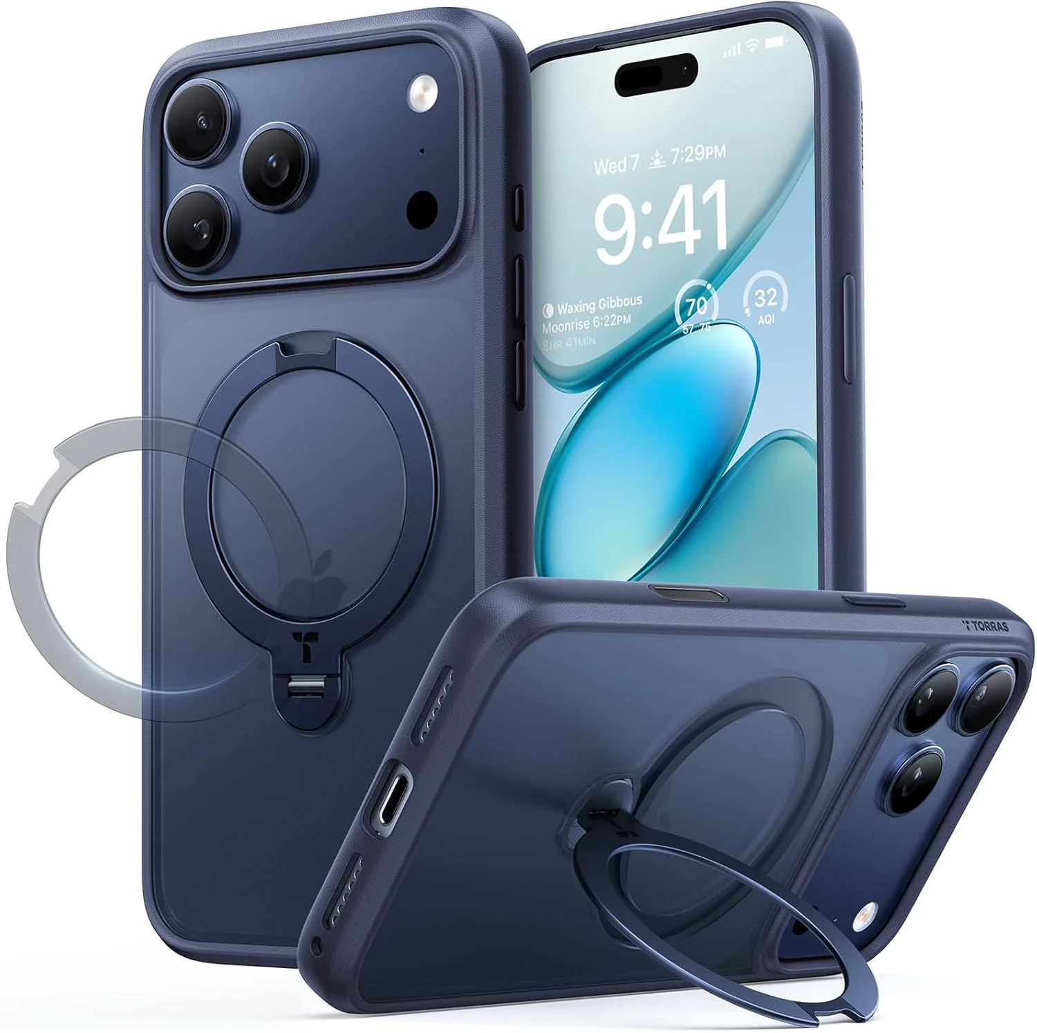 کاور چرخشی ۳۶۰ درجه TORRAS Q3 برای آیفون ۱۷ پرو با استند مغناطیسی، سازگار با MagSafe، محافظت نظامی، کنترل دوربین، دارای پایه داخلی، مناسب گوشی ۱۷ پرو ۶.۳ اینچی، آبی تیره کاور چرخشی ۳۶۰ درجه TORRAS Q3 برای آیفون ۱۷ پرو با استند مغناطیسی، سازگار با MagSafe، محافظت نظامی، کنترل دوربین، دارای پایه داخلی، مناسب گوشی ۱۷ پرو ۶.۳ اینچی، آبی تیره