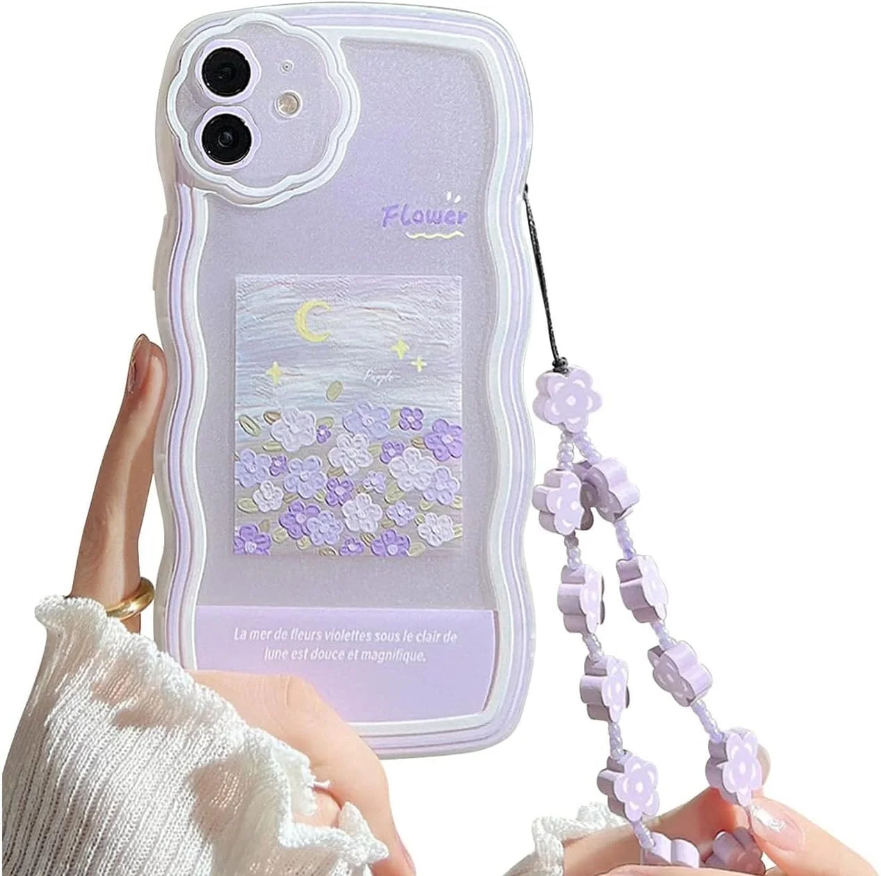 قاب گوشی بولیوی، تمیز کردن آسان، سازگار با گوشی 11، طراحی الگوی گل بنفش زیبا، قاب محافظ لنز و زنجیر مناسب برای دختران نوجوان قاب گوشی بولیوی، تمیز کردن آسان، سازگار با گوشی 11، طراحی الگوی گل بنفش زیبا، قاب محافظ لنز و زنجیر مناسب برای دختران نوجوان